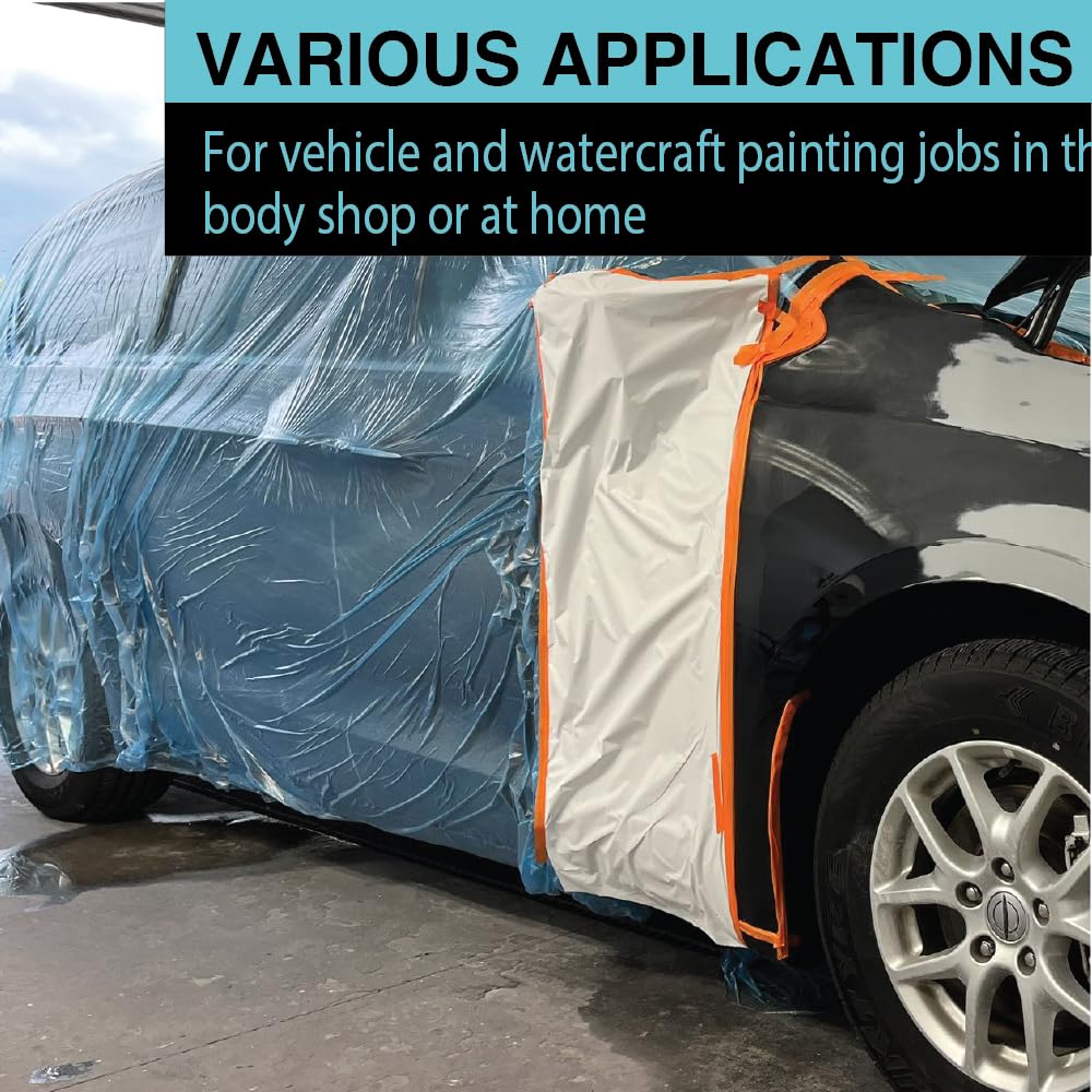 MAXIFILM 16ft x 350 ft Roll of Blue Overspray Paintable Plastic Sheeting - 8 Micron, 0.3 Mil, Protective Corona Treated Masking Film Cover - Auto Car Painting, Bodyshop Repair, House Paint Cloth