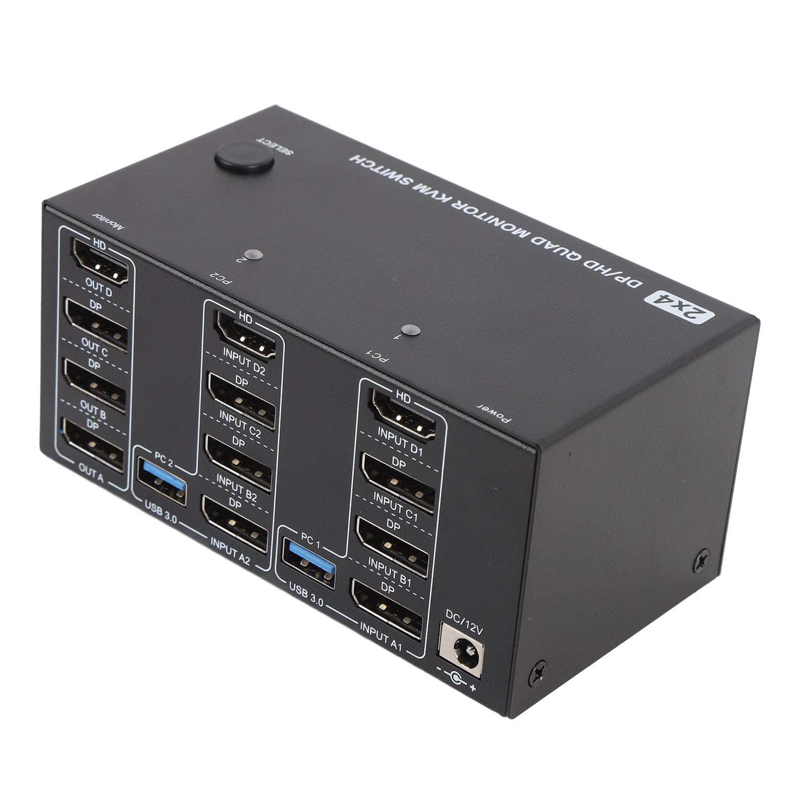 GOWENIC KVM Switch, 4 Monitors 2 Computers DisplayPort 8K 60Hz 4K 144Hz with 4 USB 3.0 Ports, for OS X OS Unix Computers (US)-picture-12