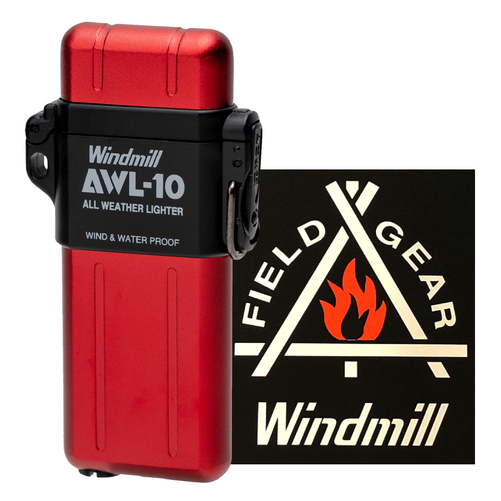 ウインドミル(Windmill) ターボライター 赤 AWL-10 ロゴステッカー付き 防水 耐風 充填式 307-3005K
