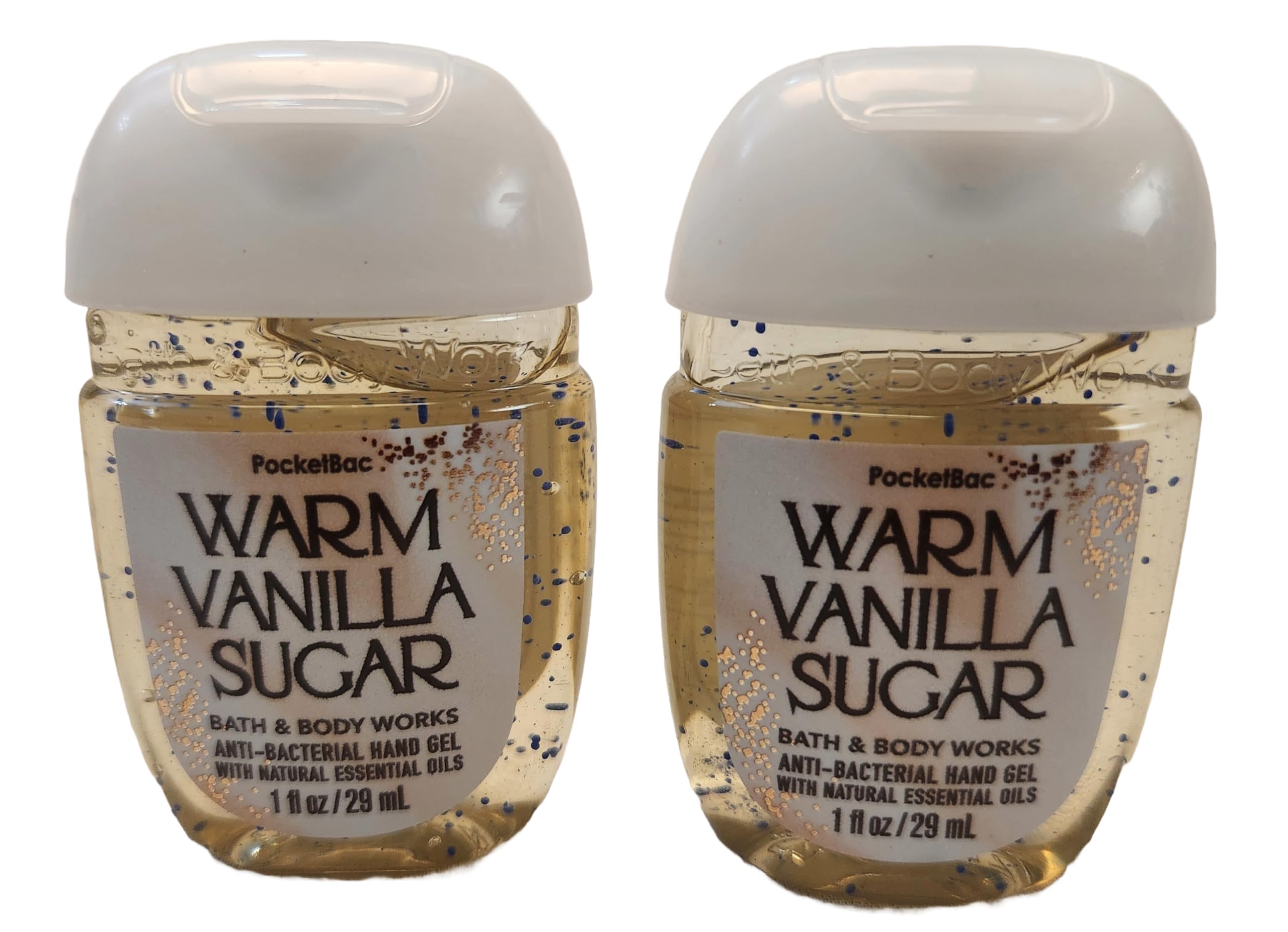 Bath and Body Care - Travel Size Sanitizer - 2 piece Bundle Set Hand Gel - 1 Fl Oz each - Label Artwork Varies (WARM VANILLA SUGAR)