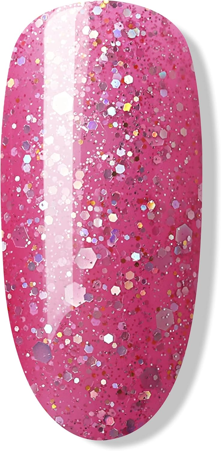 Bluesky Gel Nail Polish, Daddy'S Girl Blz46, Bright, Chunky Glitter, Red, Rose, Long Lasting, Chip Resistant, 10 ml (Requires Drying Under UV LED Lamp) - Image 3