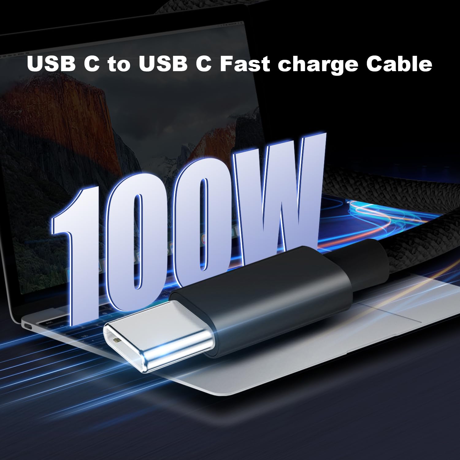 Cavo USB Type-C 3M, 100W Cavo USB C USB C per iPhone 15 16 Pro Max/Plus iPad Pro/Air MacBook,Samsung Galaxy S25 S24 S23,Nylon Lungo Cavo Usbc a Usbc Cavo Type C to Type C cavo Ricarica USB C Cavetto