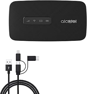 BoxWave Cable Compatible with Alcatel LINKZONE Mobile Hotspot - AllCharge 3-in-1 Cable for Alcatel LINKZONE Mobile Hotspot - Jet Black