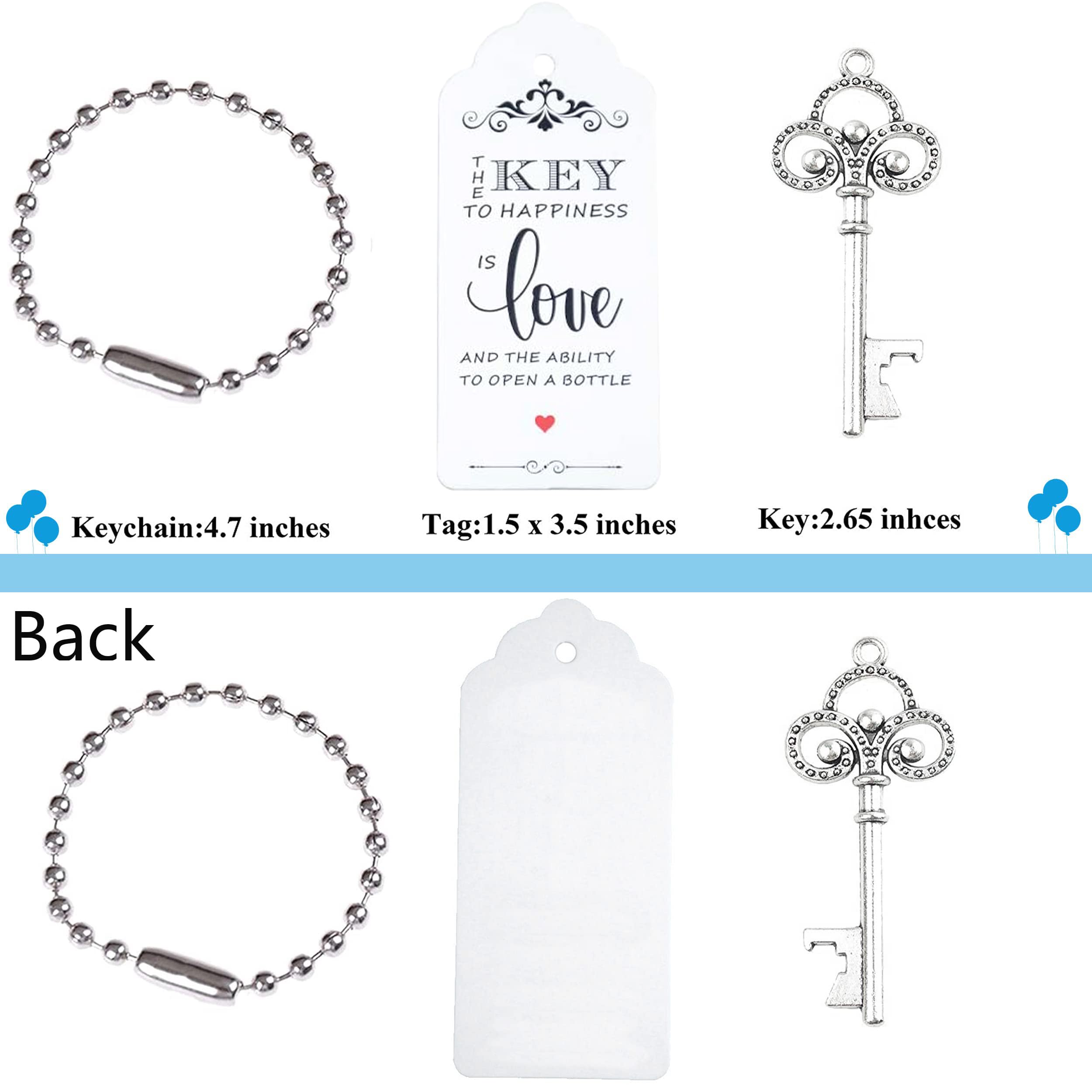 Set 52 Pezzi Apribottiglie A Chiave Vintage - Bomboniere Per Matrimoni E Feste Con Portachiavi E Tag Personalizzabili (Oro Rosa) - Foto 11