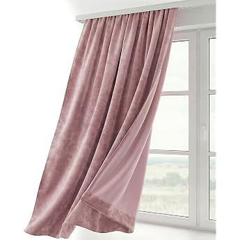 BEAUTEX Velvet Curtain Ruffle Tape U-Tape Curtain Darkening and Opaque 140 x 145 cm Width 140 cm Height 145 cm Pink Soft velvet velvet opaque light-reducing easy to clean many colours and sizes
