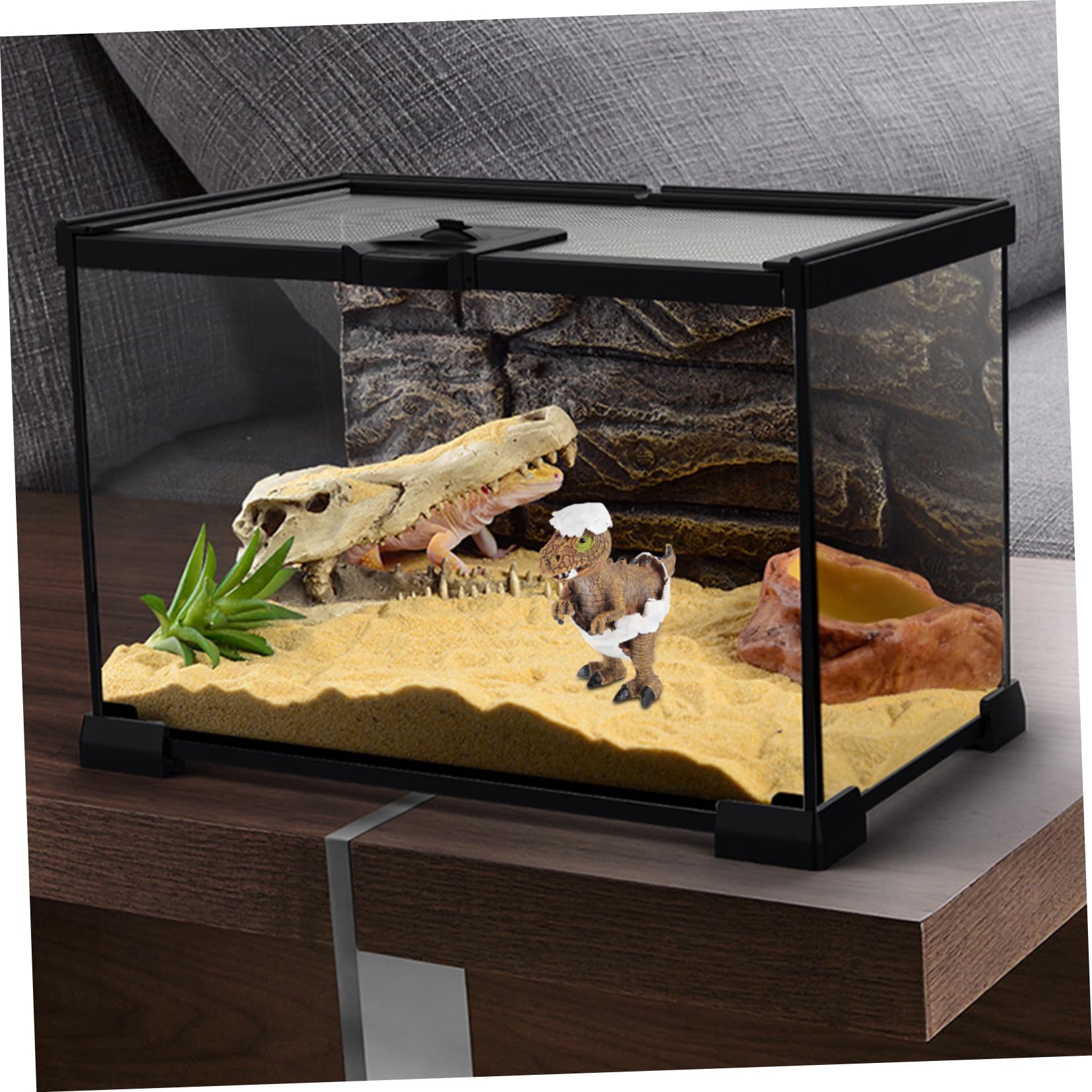 Angoily Lot De 3 Crânes De Dinosaures Flexibles pour Aquarium Décoration De Paysage Dinosaure Artificiel pour Cage À Reptiles