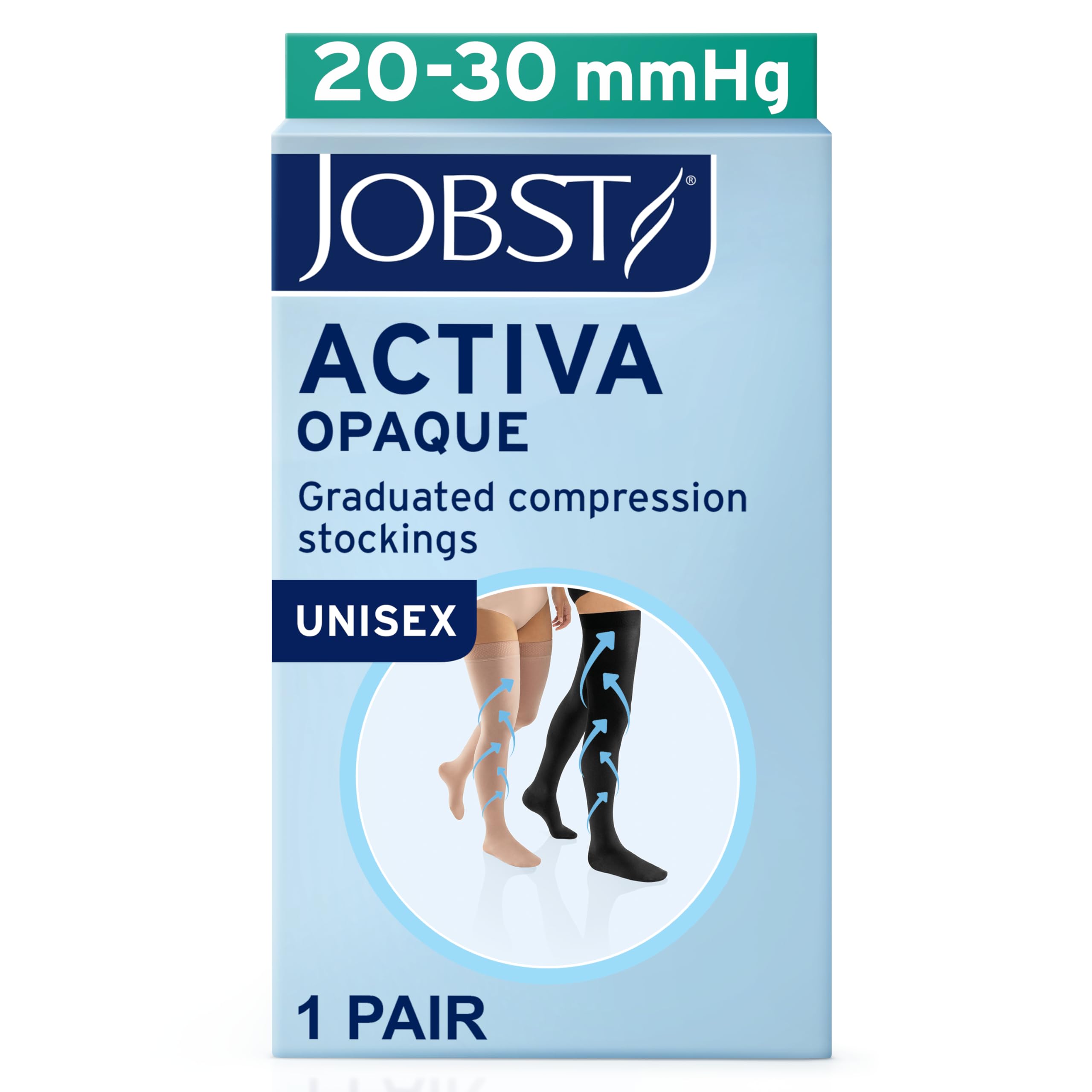 JOBST ACTIVA Opaque 20-30 mmHg Compression Socks Thigh High Closed Toe