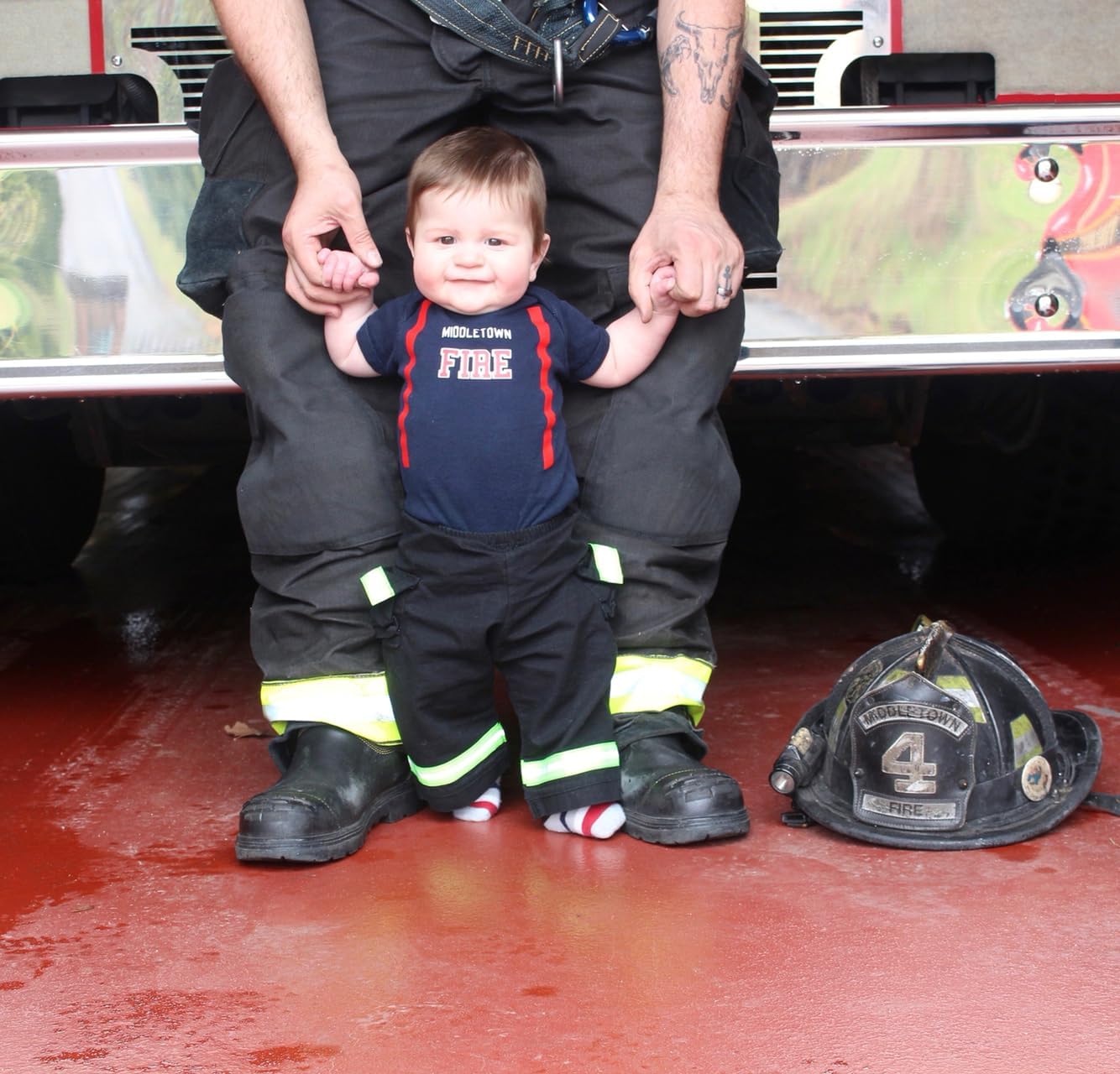 Firefighter Original Personalized Navy Baby Bodysuit - Image 5