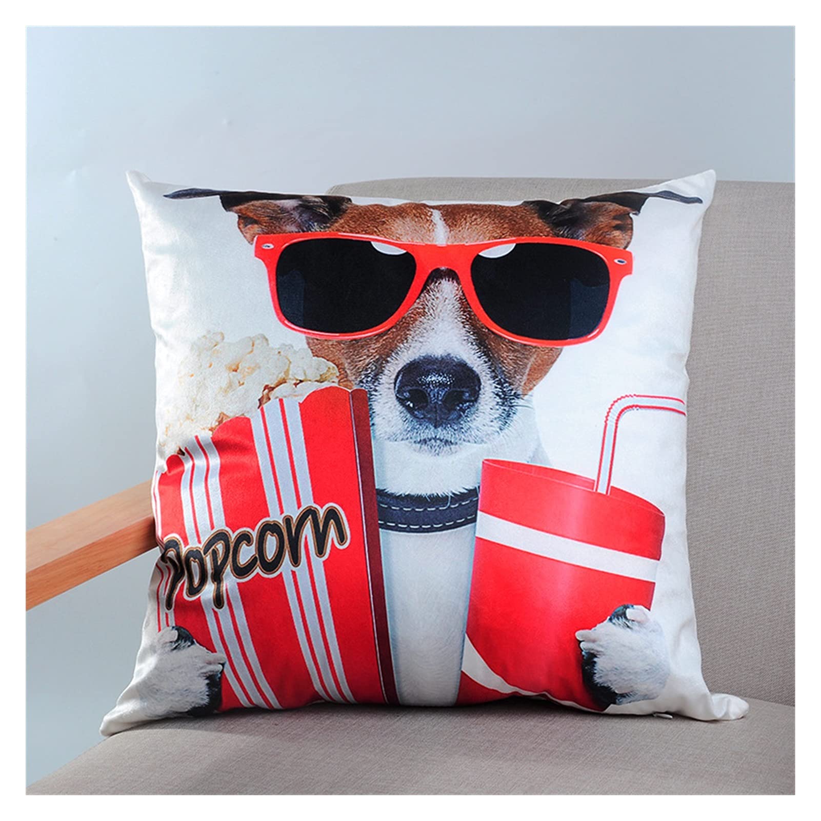 Toggle Switch Pillow Case Digital Printed Animal Pillow Case Flannel Custom Pillow Cover Short Plush Office Car Cushion Sofa Pillow Cover Home (Color : F, Size : 45X45CM)