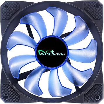 Apevia CO512L-BL Cosmos 120mm Blue LED Ultra Silent Case Fan w/ 16 LEDs & Anti-Vibration Rubber Pads (5 Pk)