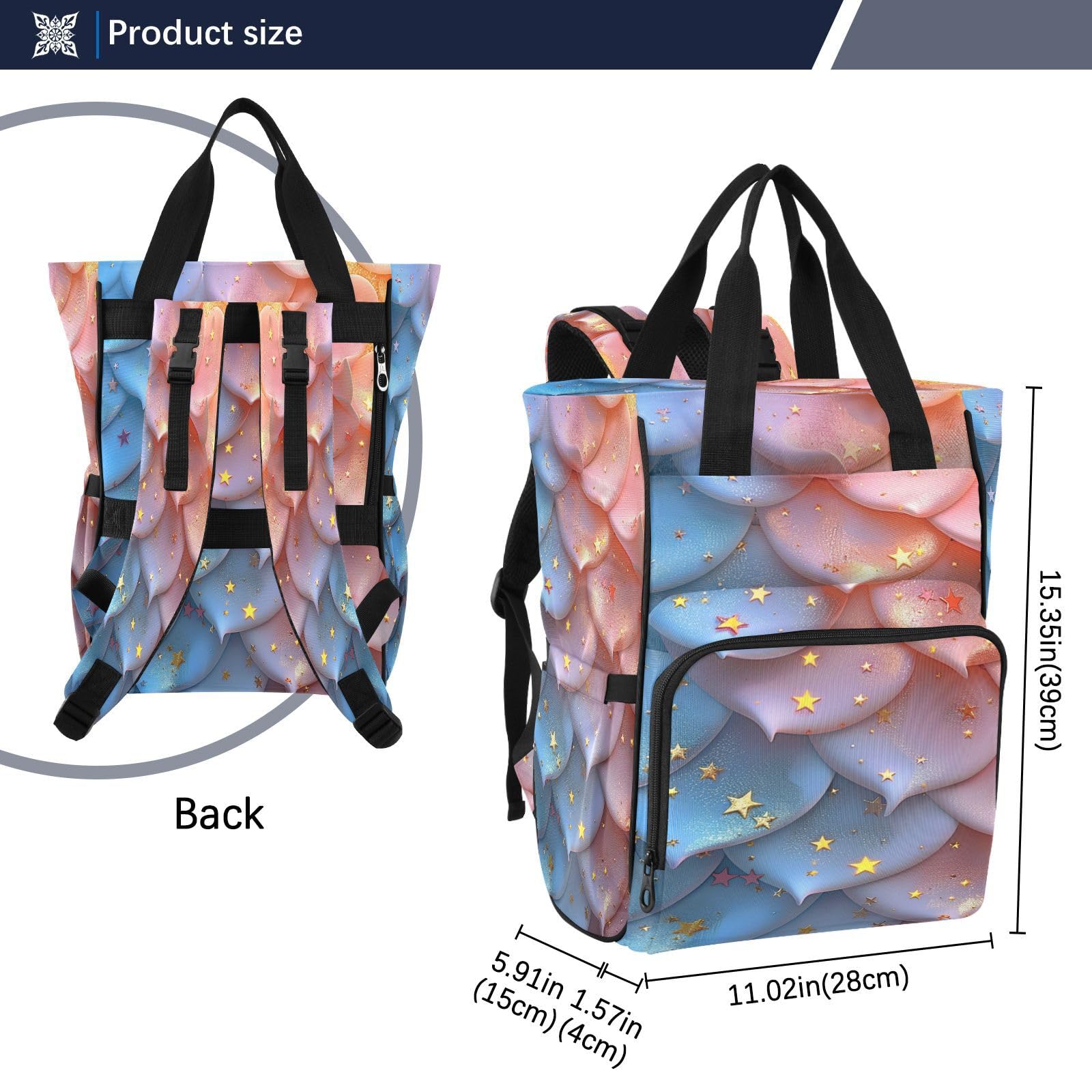 Dibujos Animados Arte Colorido Bolsa de Pañales Mochila de Viaje Gran Capacidad Bolsas para Mamá Papá Mujeres Niñas