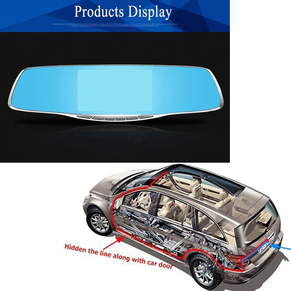 Eaglerich Full HD 1080P Car Dvr Camera Novatek 5 Inch Rearview Mirror Digital Video Recorder with Dual Lens Registrar Camcorder