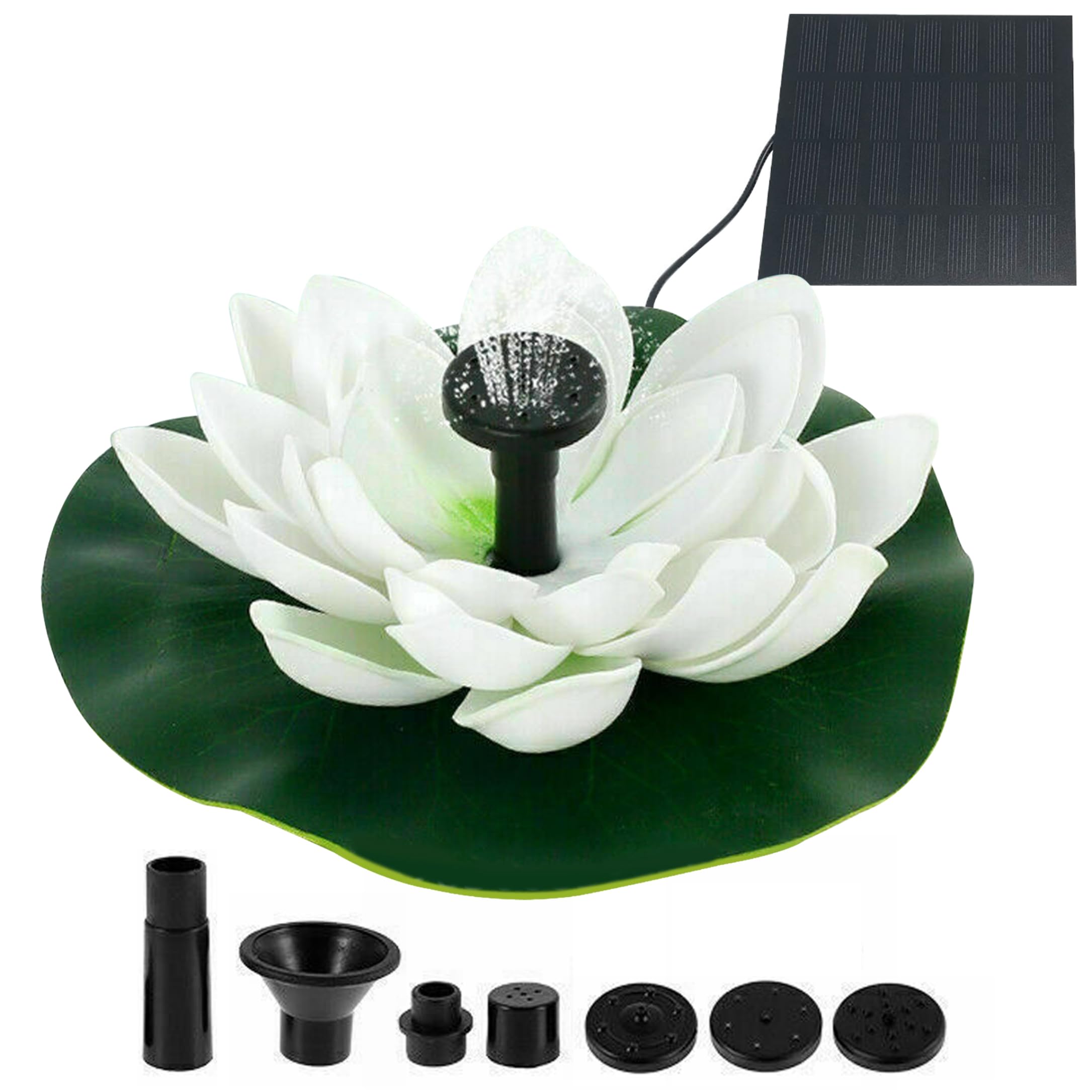 Small Solar Fountain For Bird Bath, 2.5w Lotus-shaped Floating Solar Fountain For Bird Bath, Outdoor Water Pump With Multiple Nozzles, White