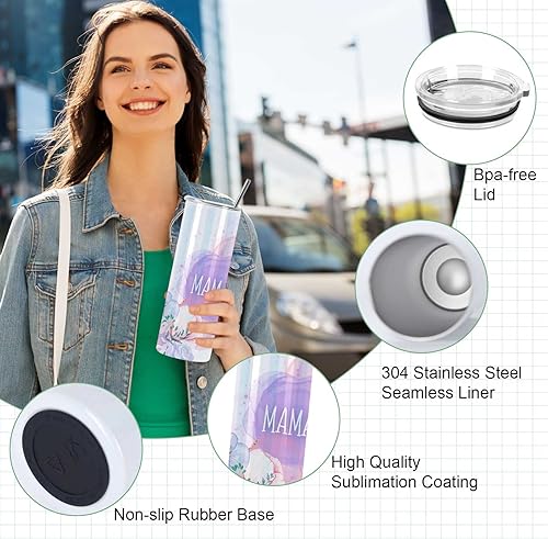 Miniatura 3 de Vasos de sublimación con purpurina de 20 onzas (20 onzas), paquete de 4 vasos en blanco de acero inoxidable con purpurina para sublimación, en caja