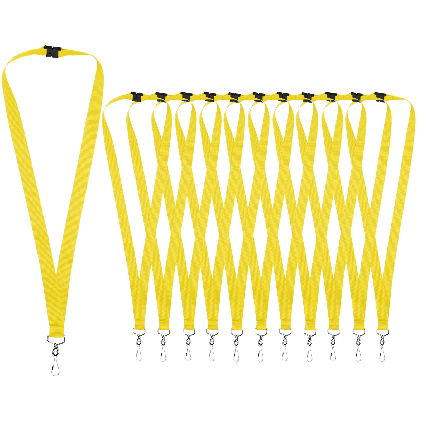 WEZEBEL 12-Pack Yellow Breakaway Lanyards for ID Badges, Polyester Neck Straps for ID Cards, Keys, Office, School & Events