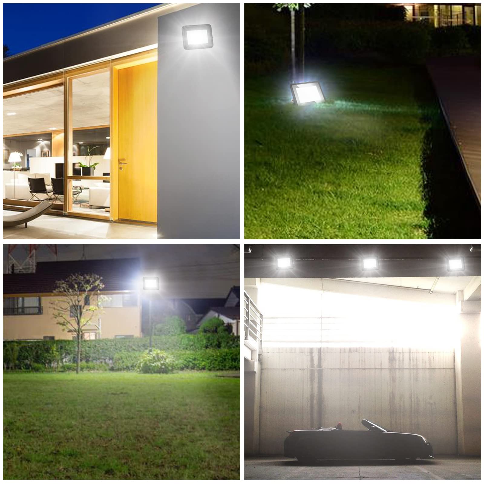 Lospitch LED Strahler, 100W Scheinwerfer Superhell 8500LM 6000K Kaltweiß Außenleuchte, Flutlicht IP66 Wasserdicht Außenstrahler für Garten, Auffahrt (Kein Stecker)