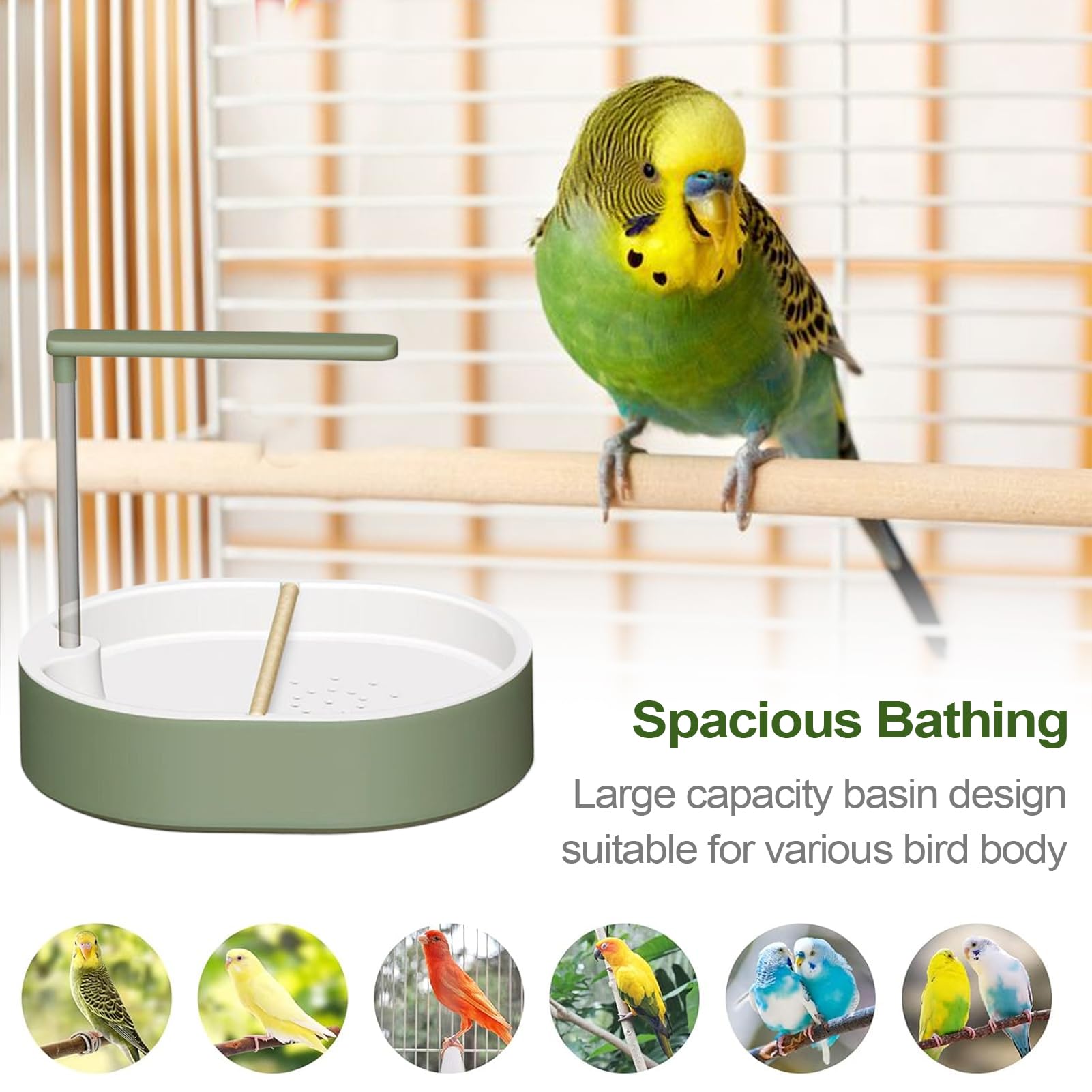 Bañera de Loros – Ducha Interior para pájaros de agapornis, cacatúas, Pinzas, cacatúas y Conures con función de Estanque de Agua para Uso en Jaula, fácil Limpieza, Acceso al baño, 12.5 x 11.0 x 9.84