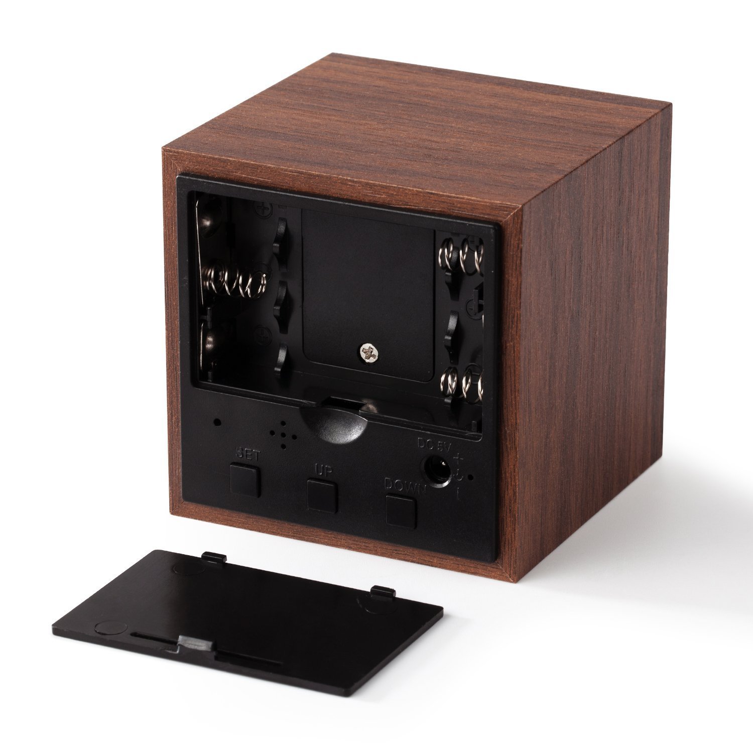 Onerbuy Horloge Cube Digitale En Bois Avec Alarme Tactile Et Activation Vocale - Marron/Jaune