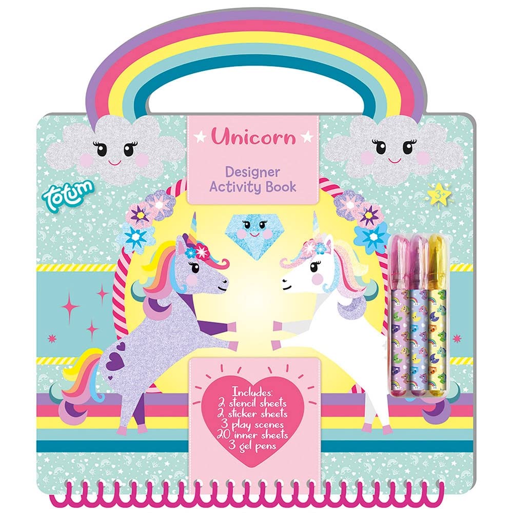 Totum Unicorn Designer Activity Book – Creative Craft Kit with Stickers, Stencils, and Coloring Pages – Fun Unicorn-Themed Art Set for Kids Ages 5+