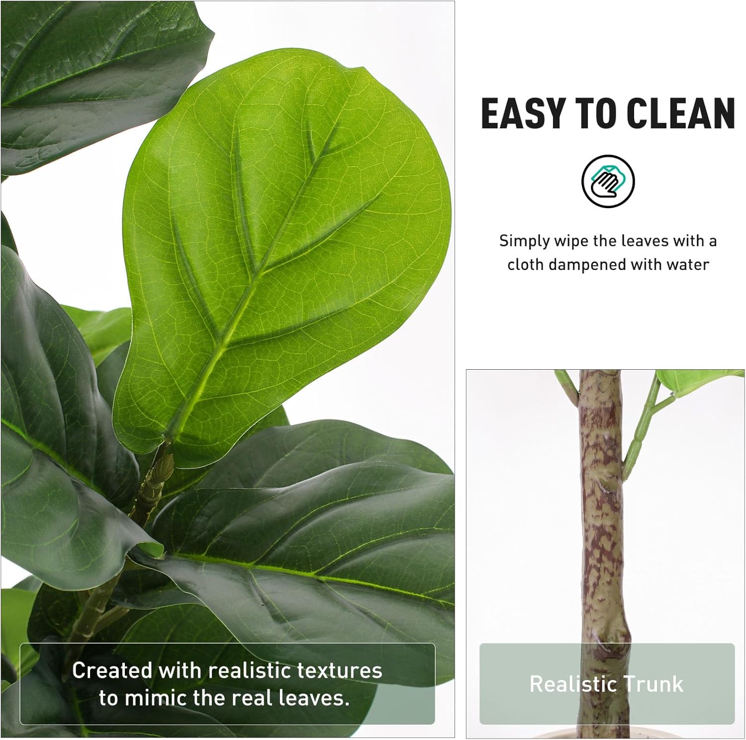 Artificial Fiddle Leaf Fig Tree 7FT with Planter Faux Trees Indoor Tall Artificial Tree, Stable Base, 128 Realistic Leaves, for Indoor/Outdoor Home Office Living Room Decor, Housewarming Gift