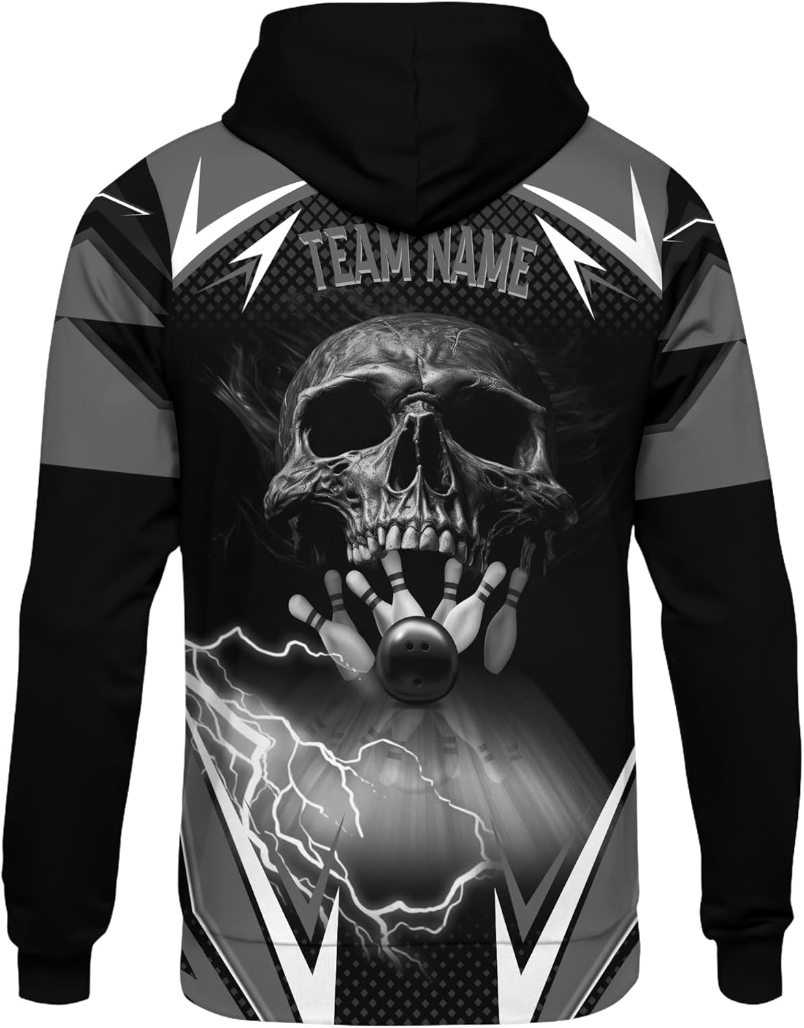 Mens Bowling Hoodie Personalized Lightning Strike Bowling Hooded Sweatshirt For Bowling Team Print Bowling Clothing