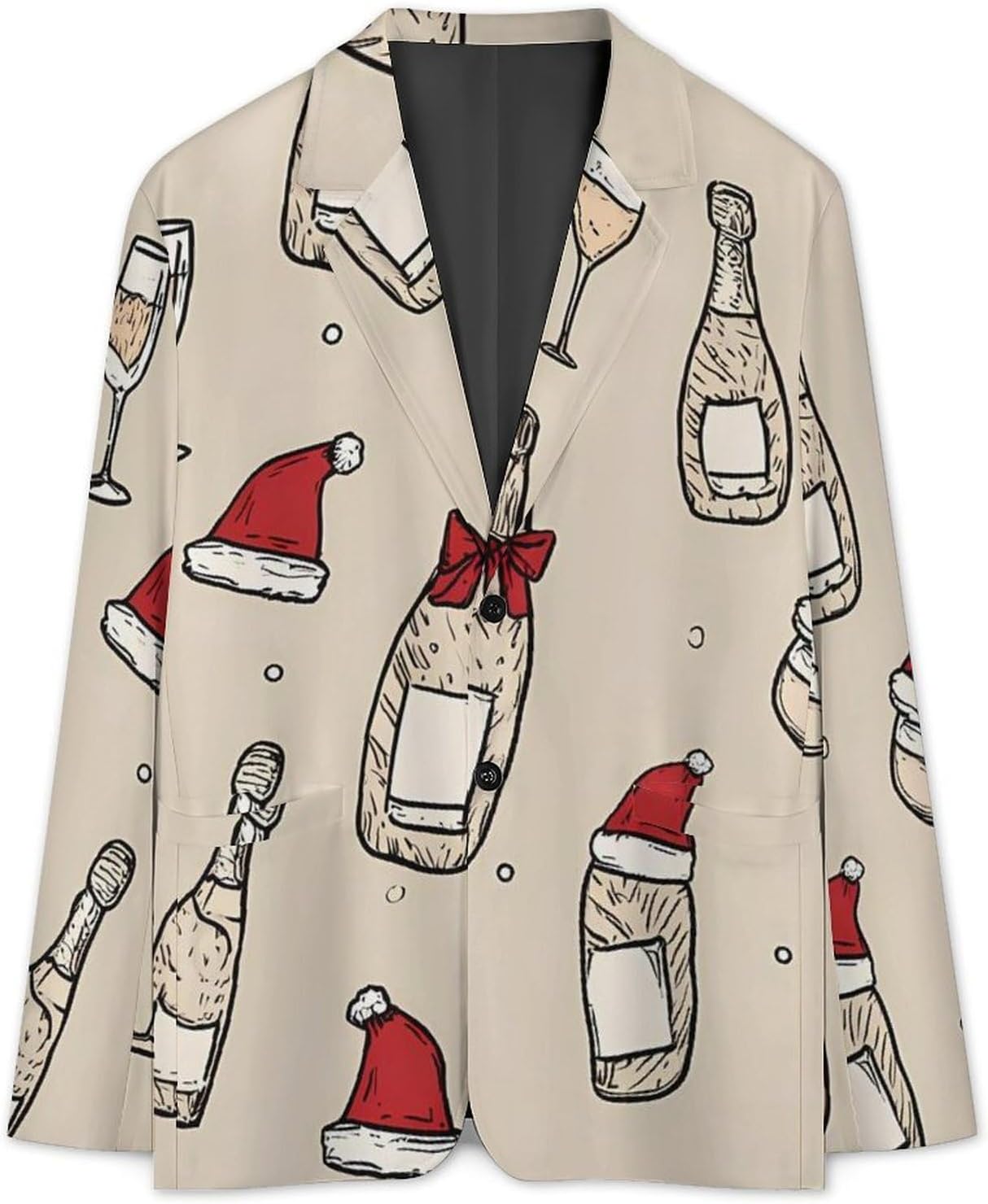 New Year Christmas Champagne Classic Suits Blazer for Men Business Tuxedo Jacket