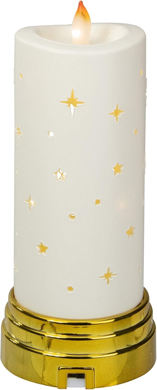 Northlight 9" Gold and White Nativity Scene Flameless Candle