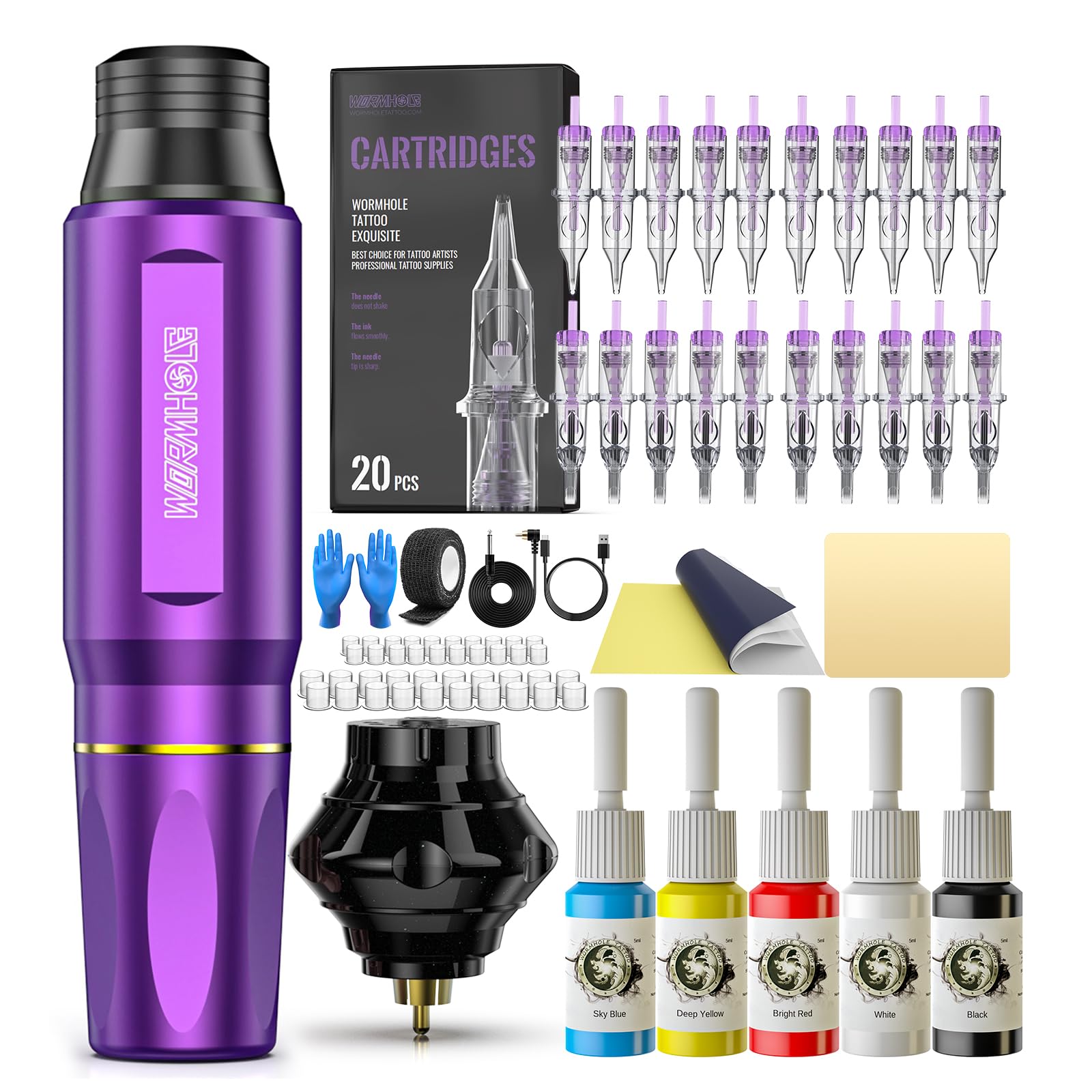 Amazon.com: Wormhole Wireless Tattoo Machine Kit, Tattoo Gun with
