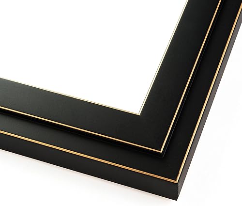 5x5 Frame Black Real Wood Picture Frame Width 1.25 Inches Interior Frame Depth 0.5 Inches Gessato Gold Modern Photo Frame Complete with UV