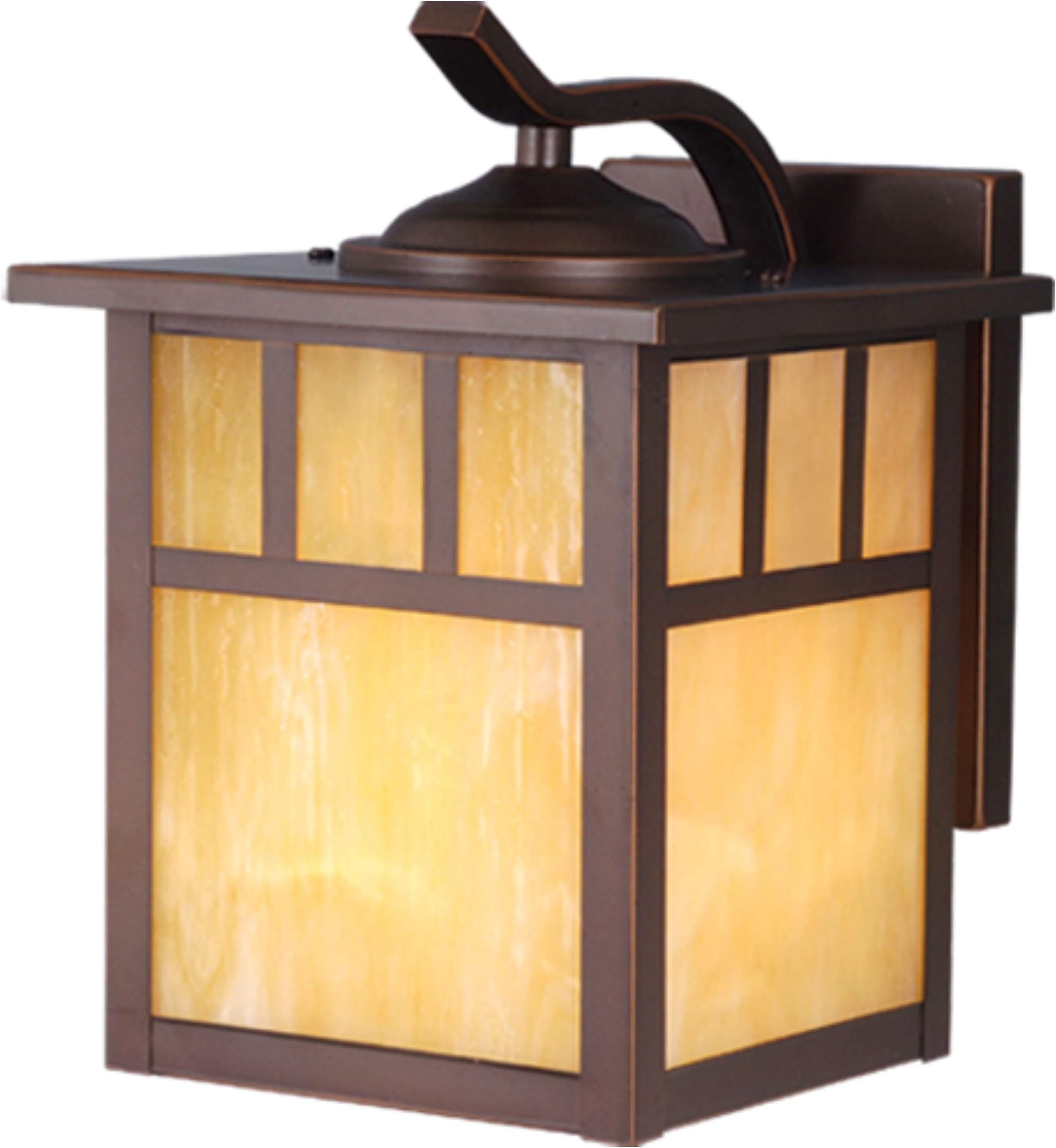 VAXCEL Mission 9.5 in. H 1-Light Burnished Bronze Mission Outdoor Wall Sconce Made of Durable Steel, Honey Opal Glass Shade, LED Compatible, Use for Exterior Porch Patio Front Door or Garage