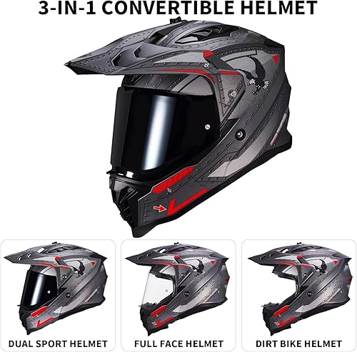 Miniatura 3 de VCOROS Adventure - Casco de motocicleta todoterreno VS-908 para ATV, bicicleta de tierra y motocross, de cara completa para adultos, aprobado por DOT