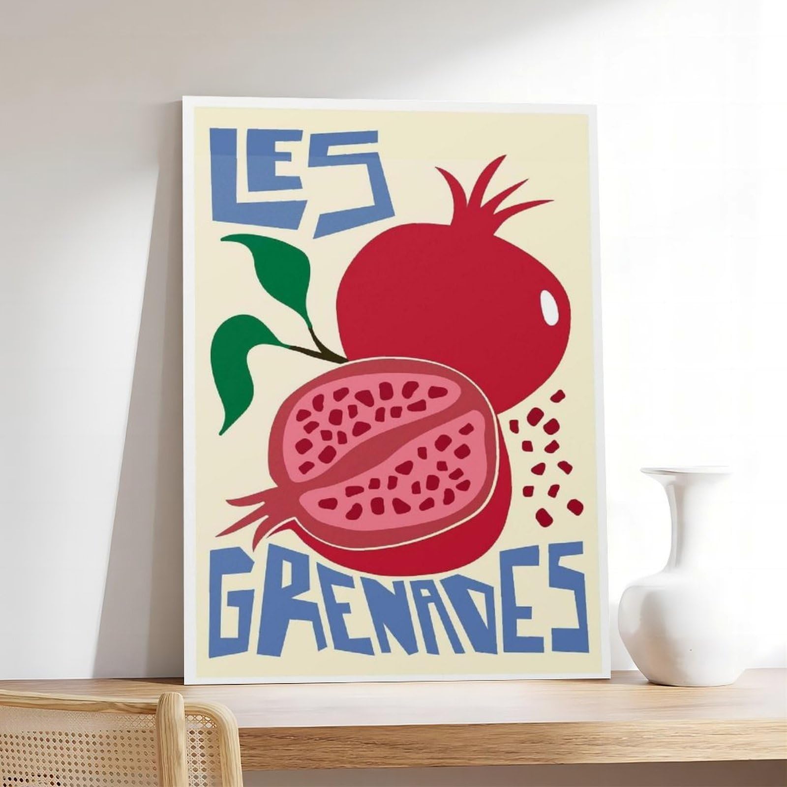 Granatapfel-Frucht-Illustrationsdruck, Leinwand-Poster, Wandkunst, Dekordruck, Bild, Gemälde für Wohnzimmer, Schlafzimmer, Dekoration, 50 x 75 cm