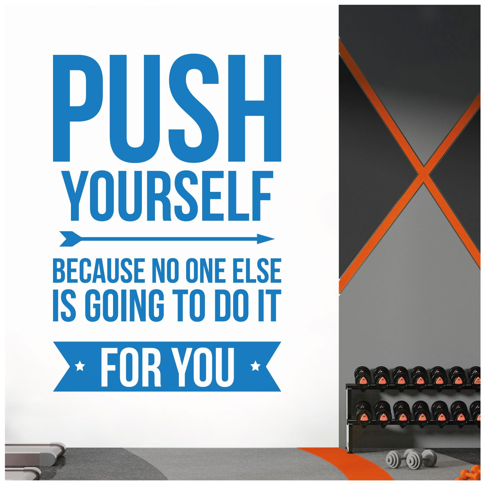 Gym Wall Art Sticker - Push Yourself Because no one Else is Going to do it for You - Motivational Quote [XXXLarge] [Ocean]