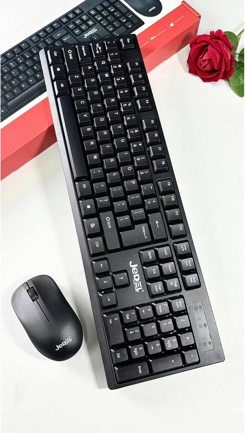 Arriba view of the Jedel wireless keyboard and mouse