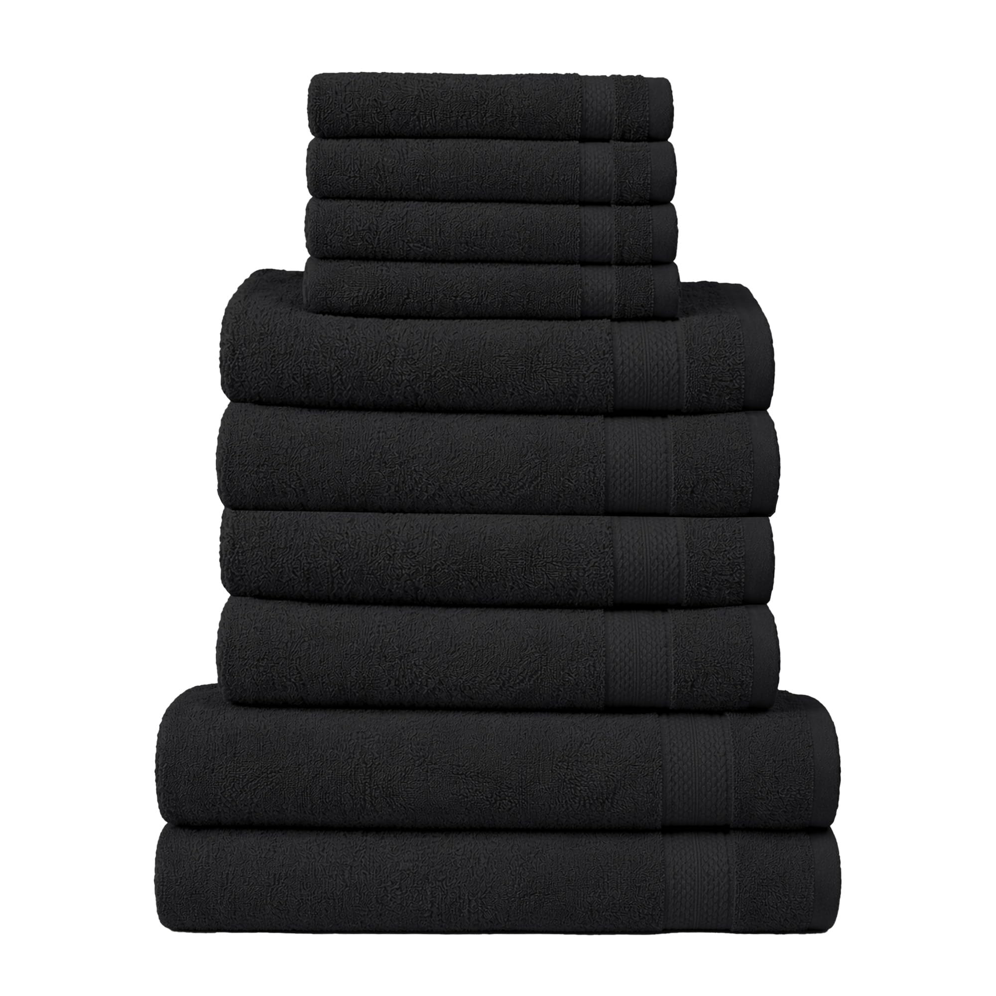 RAYMSTER 10 Piece Egyptian Cotton Towel Set - 2 Bath, 4 Face, & 4 Hand Towels Set for Daily Use - Soft, Highly Absorbent, Quick Dry, and Lightweight - Hotel Spa Quality - 500 GSM (Black) โ image 1