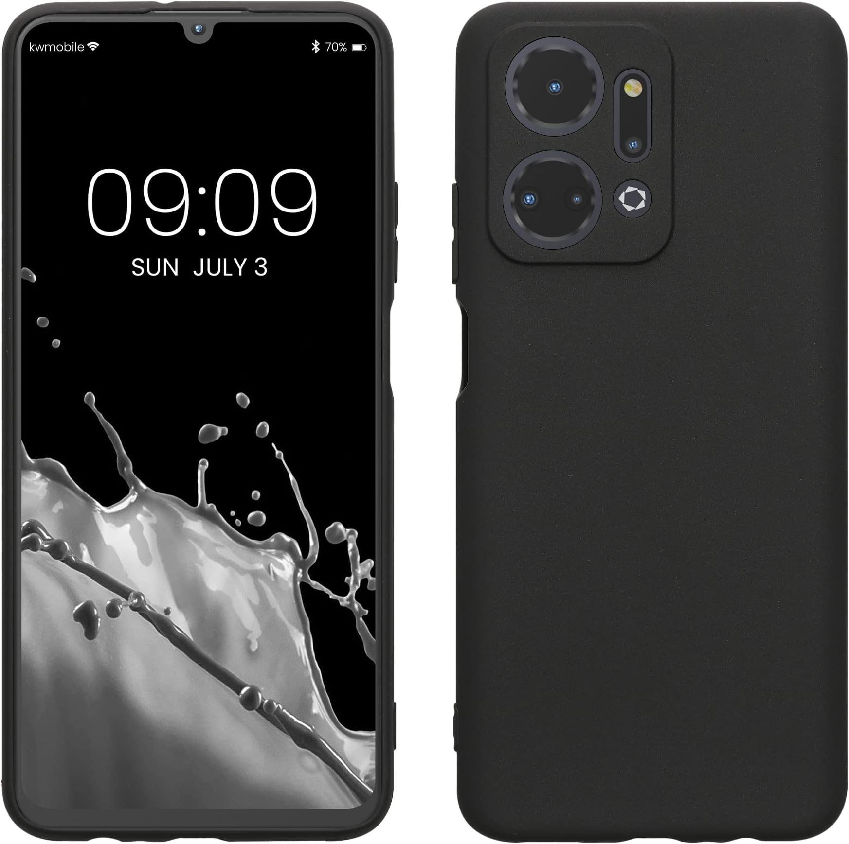 kwmobile Case Compatible with Honor X7a Case - Protective Slim TPU Phone Cover - Soft Matte Finish - Black Matte