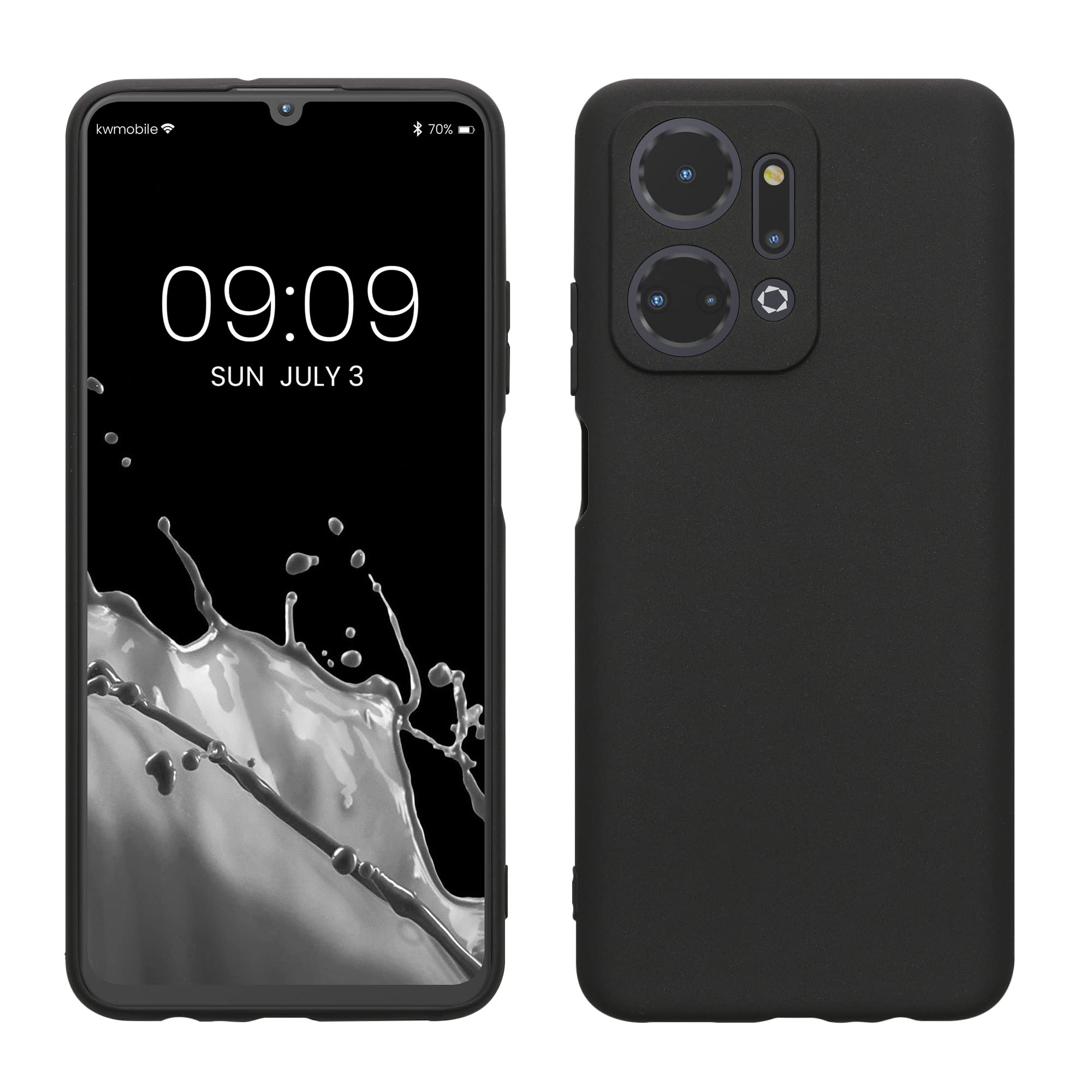kwmobile Case Compatible with Honor X7a Case - Protective Slim TPU Phone Cover - Soft Matte Finish - Black Matte
