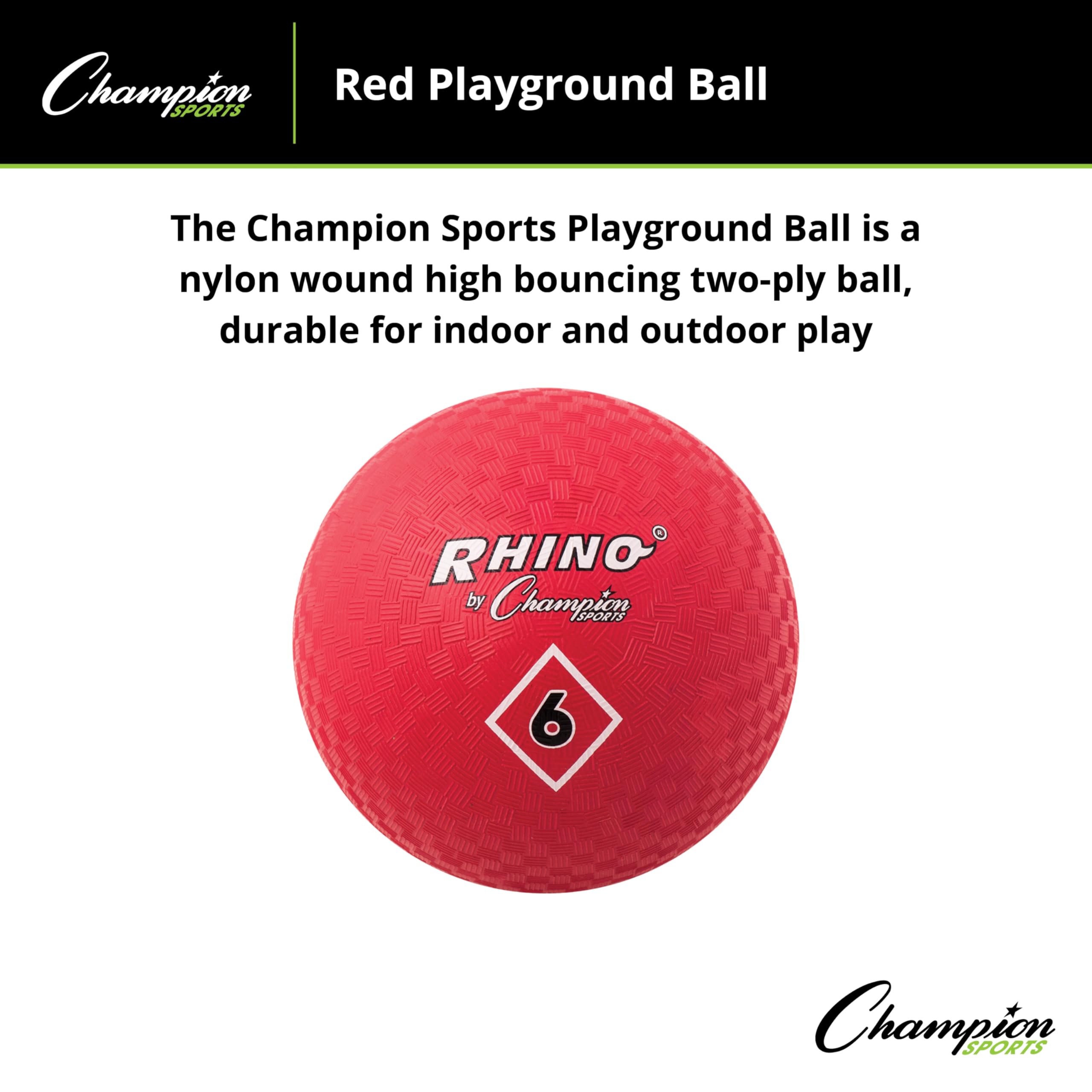 Champion Sports Playground Ball, 6", Red - Image 4