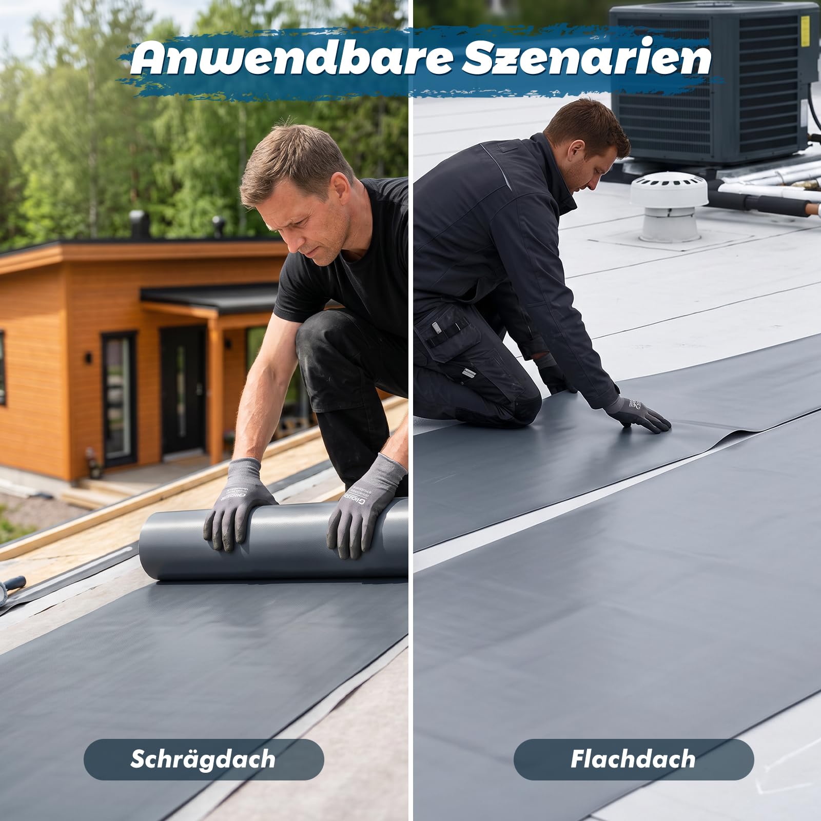 Dachfolie Selbstklebend 5 x 1 m, Aluminium Dachabdichtung mit Starkem Bitumenkleber, Wasserdicht, UV-Beständig und Wärmereflektierend, für Garagendach, Gartenhaus, Schuppen, 1,25 mm (Silbergrau)