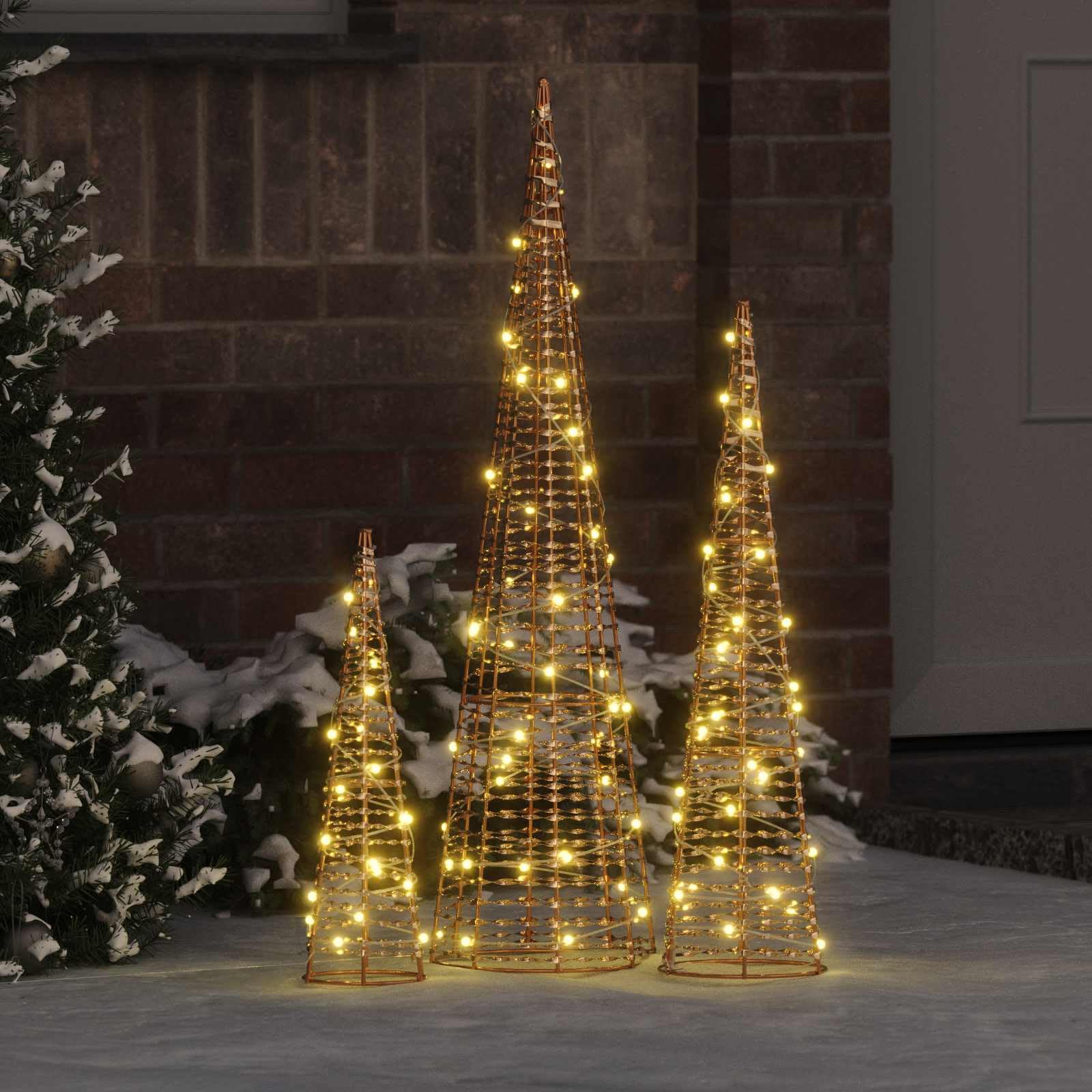 vidaXL Árbol de Navidad 3 uds. cálido 20 x 20 x 80 cm Pet 90 LED