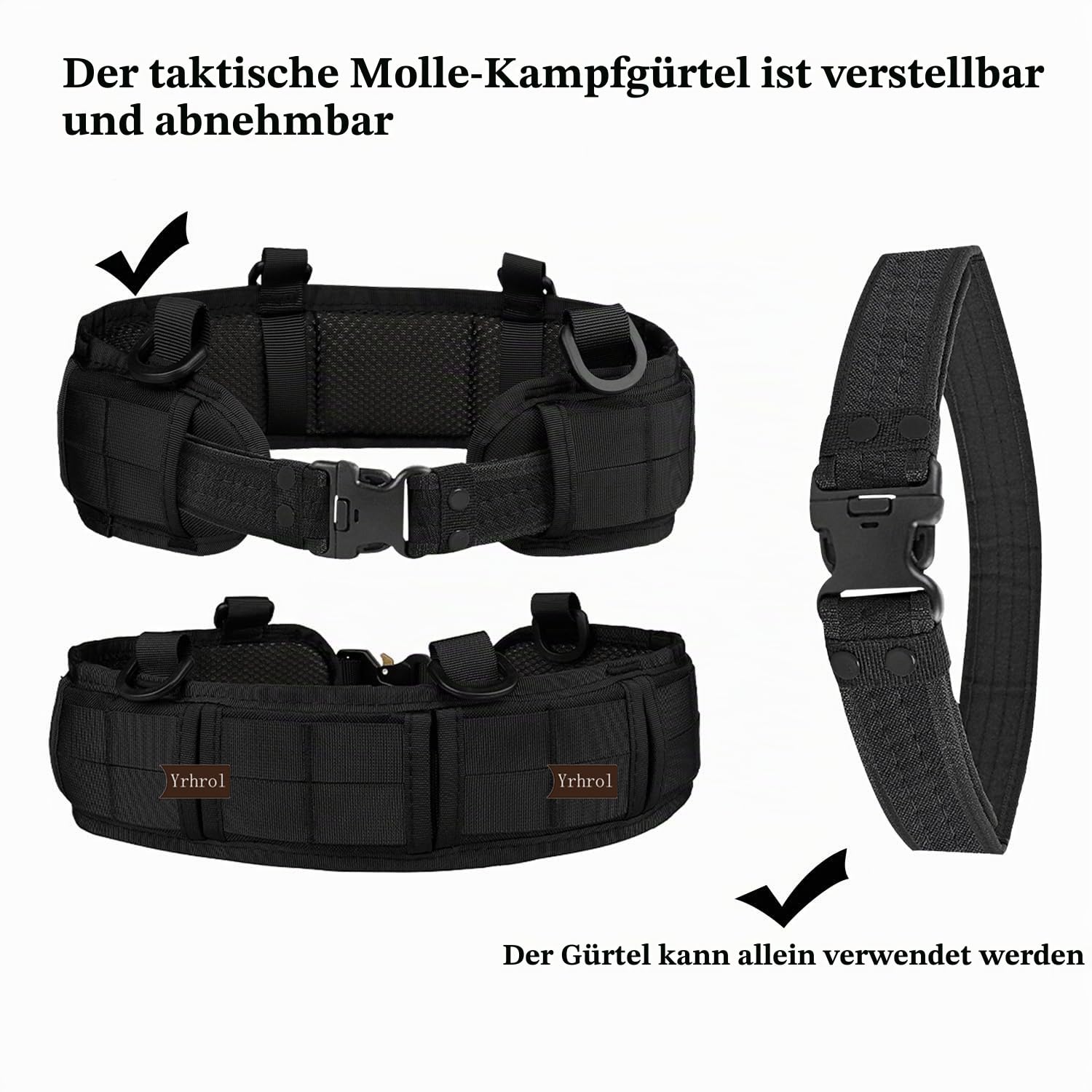 Taktisches Kampfgürtel-Set, schmaler Airsoft-Molle-Gürtel mit Metallschnalle für Schießen, Jagd, Kriegsgürtel, Spielgürtel und Taschen, sichere Lebensverteidigungsgürtel, Molle-Tasche im Lieferumfang