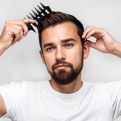 Miniatura 4 de Peine de dientes anchos para el cabello, peine desenredante de doble cara para peluquería masculina