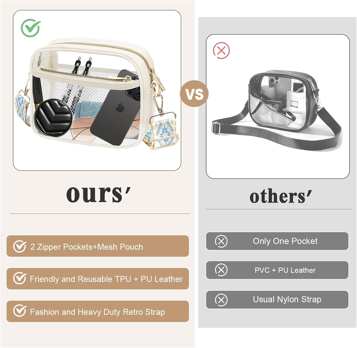 KETIEE Clear Crossbody Bag, Stadium Approved Clear Purse Bag for Concerts Sports Events Festivals - Image 9