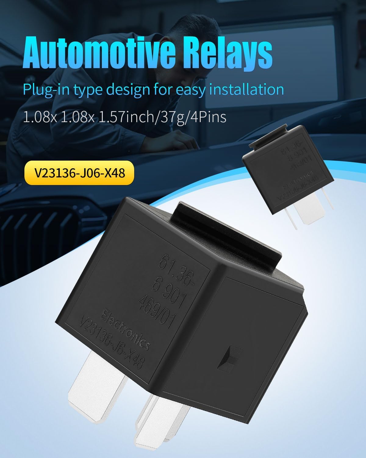 V23136-J6-X48 Relais D'alimentation Automobile 4 Broches 12 VDC 61366901469 S'applique Au Module CAS E90 E91 E92 E93