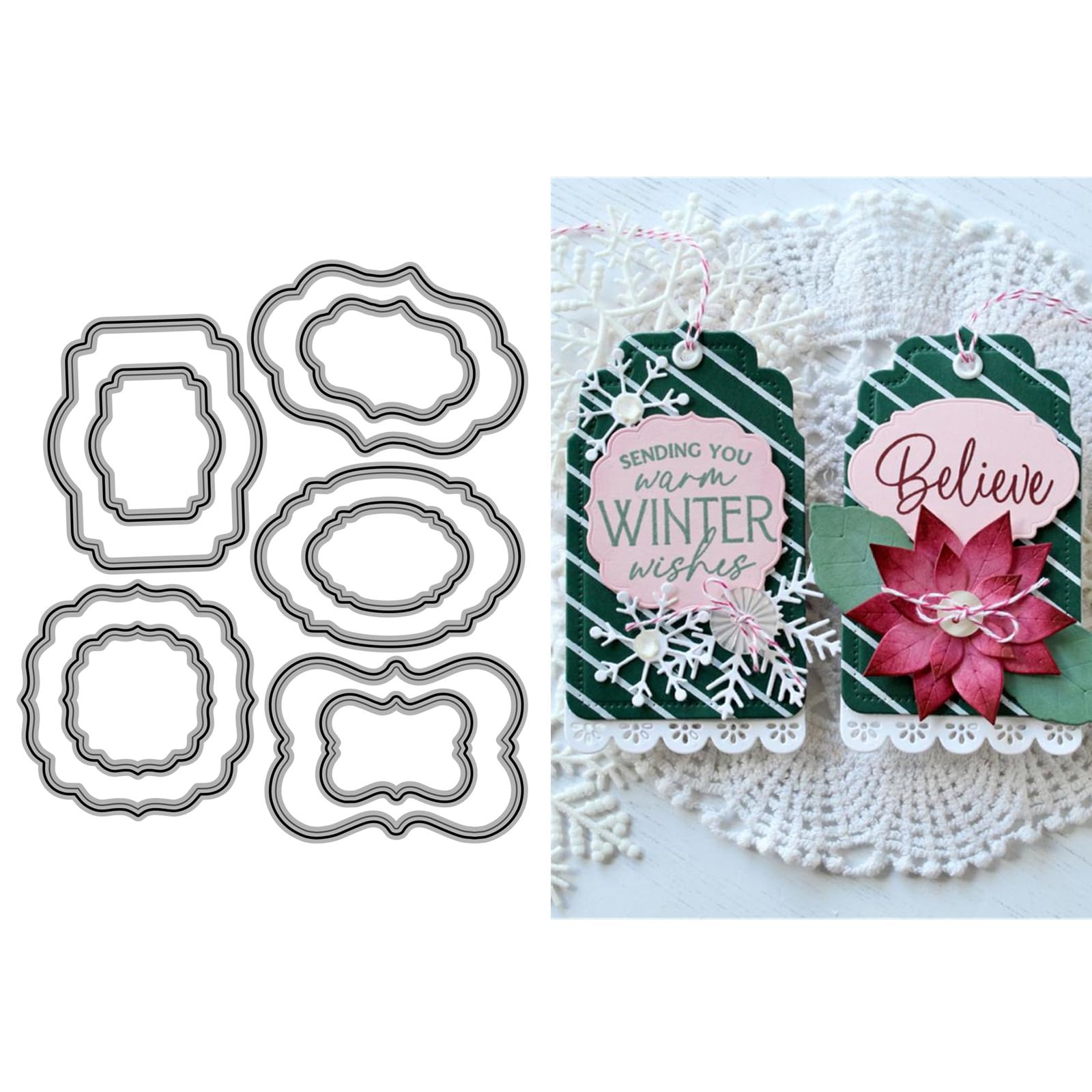 Various Labels Geometric Lace Metal Die Cuts for Card Making