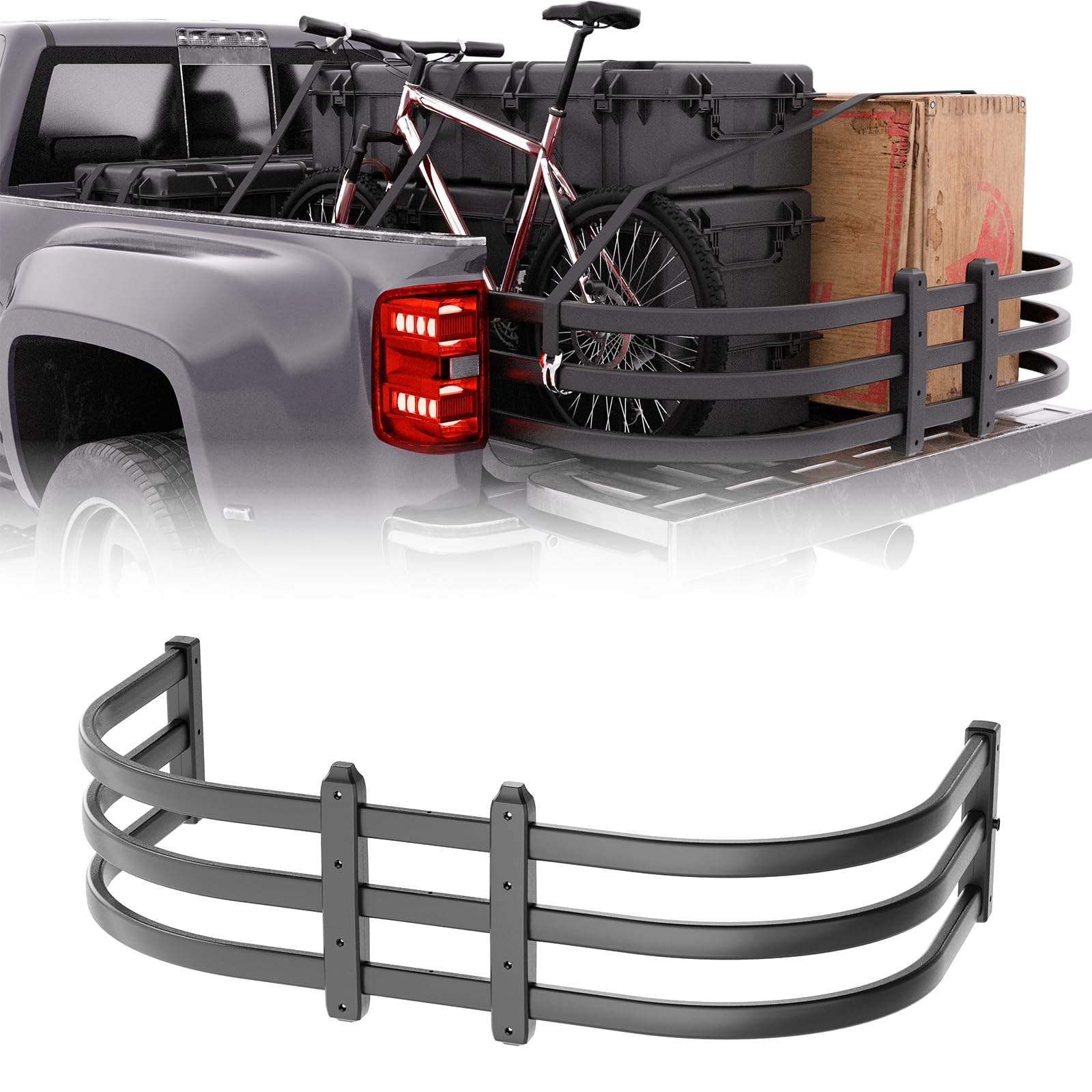 Truck Bed Extender Adjustable 59"-69" Aluminum Pickup Tailgate Extension, Retractable & Drill Required, Fits for Dodge Ram, Ford F-Series, Tundra, Chevy Silverado & GMC Sierra, Titan