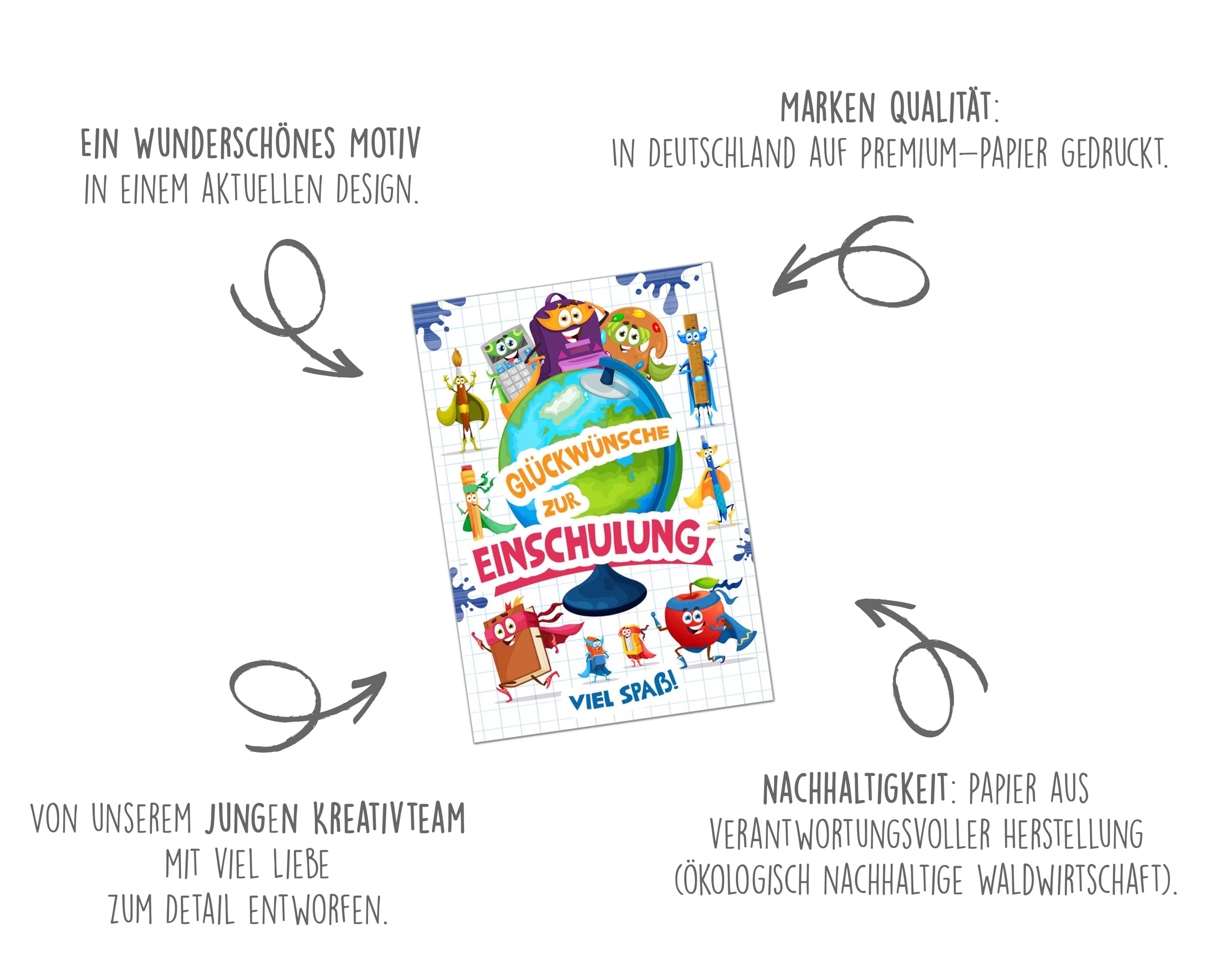 Premium Einschulungskarte Mit Umschlag – Kind Junge Comic Design, 11,5x17cm, Von Edition Seidel