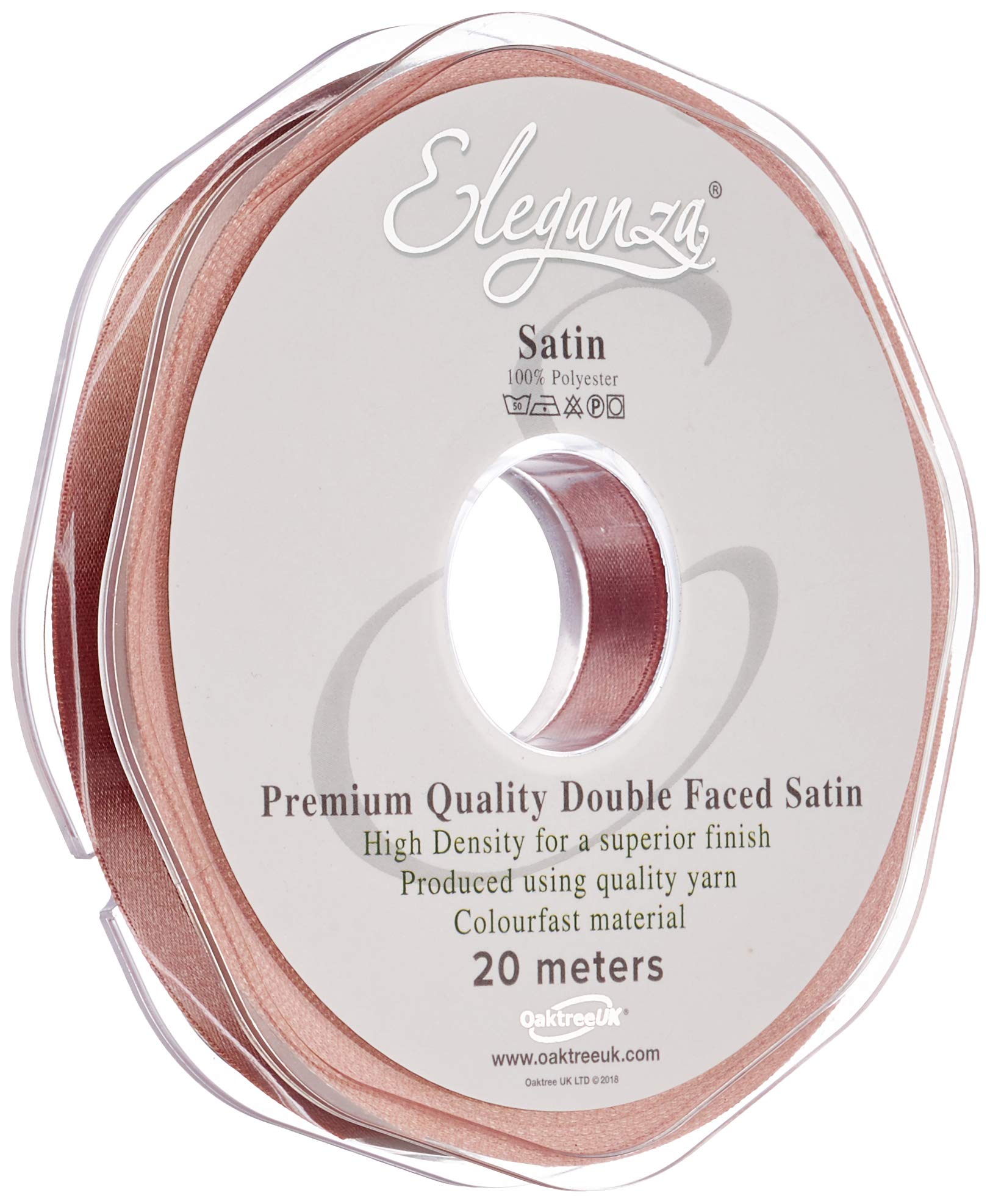 Eleganza 10 mm x 20 m Premium Quality Ribbon, Satin, Rose Gold, 11 x 11 x 2 cm
