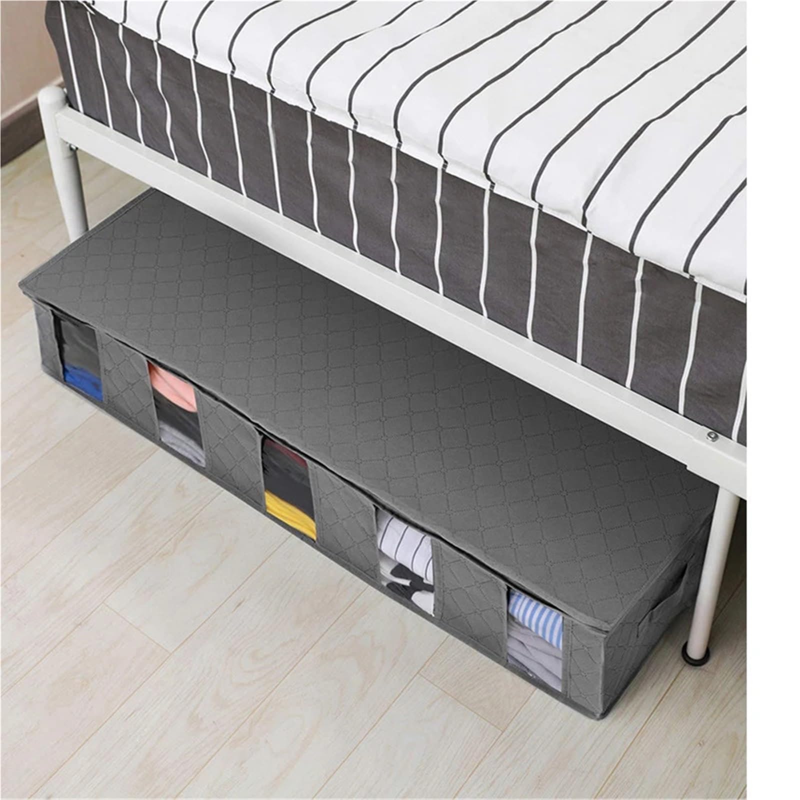 Organizzatore Di Scarpe Sotto Il Letto 2 pezzi sotto il letto scatola portascarpe scatole portaoggetti divise borse portaoggetti pieghevoli for organizzazione sottoletto Per Risparmiare Spazio(Blue)