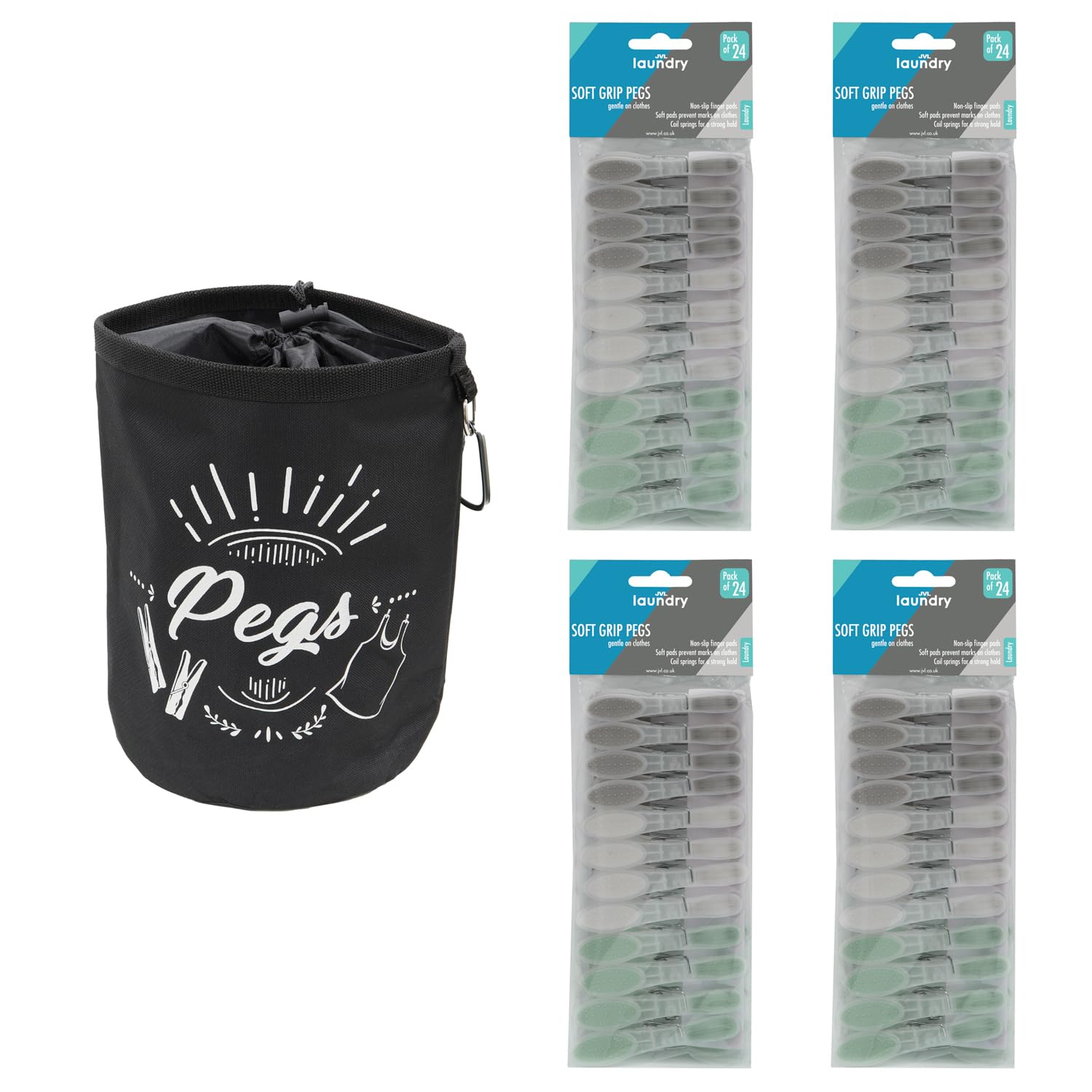 JVL 24 Pack Soft Grip Plastic Clothes Pegs